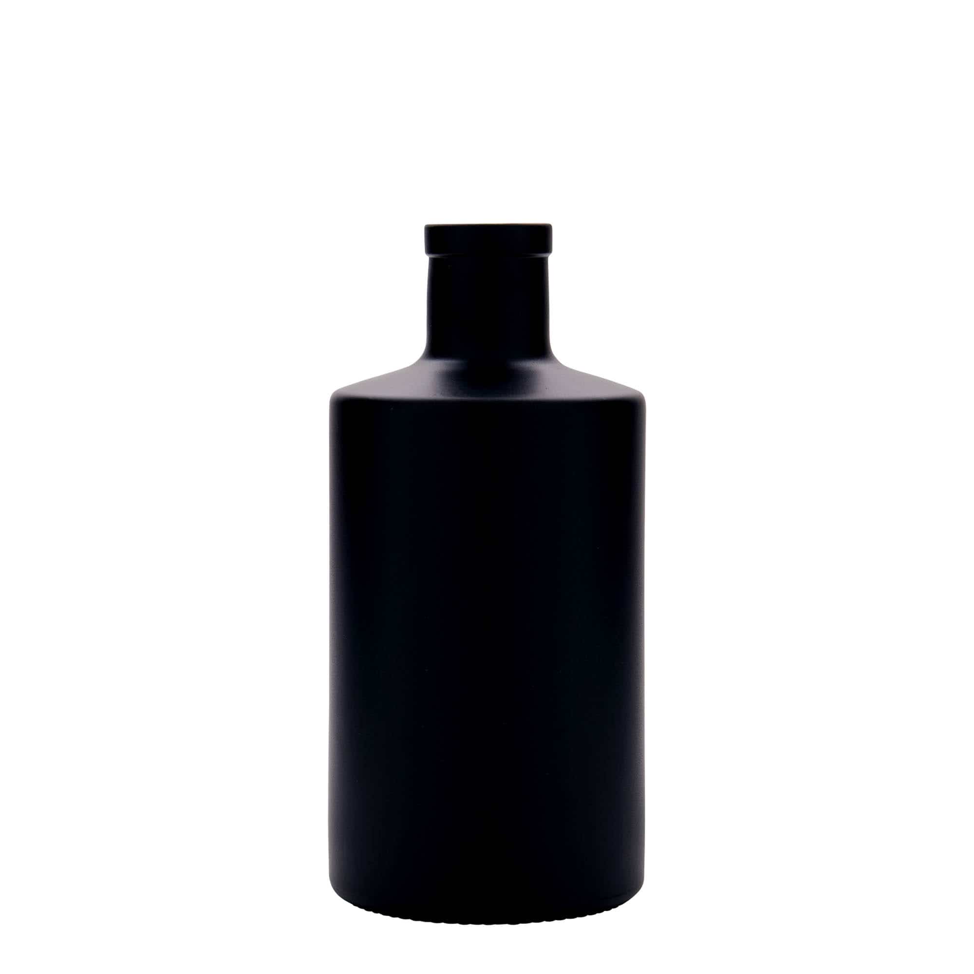 500 ml glass bottle 'Caroline', black, closure: cork