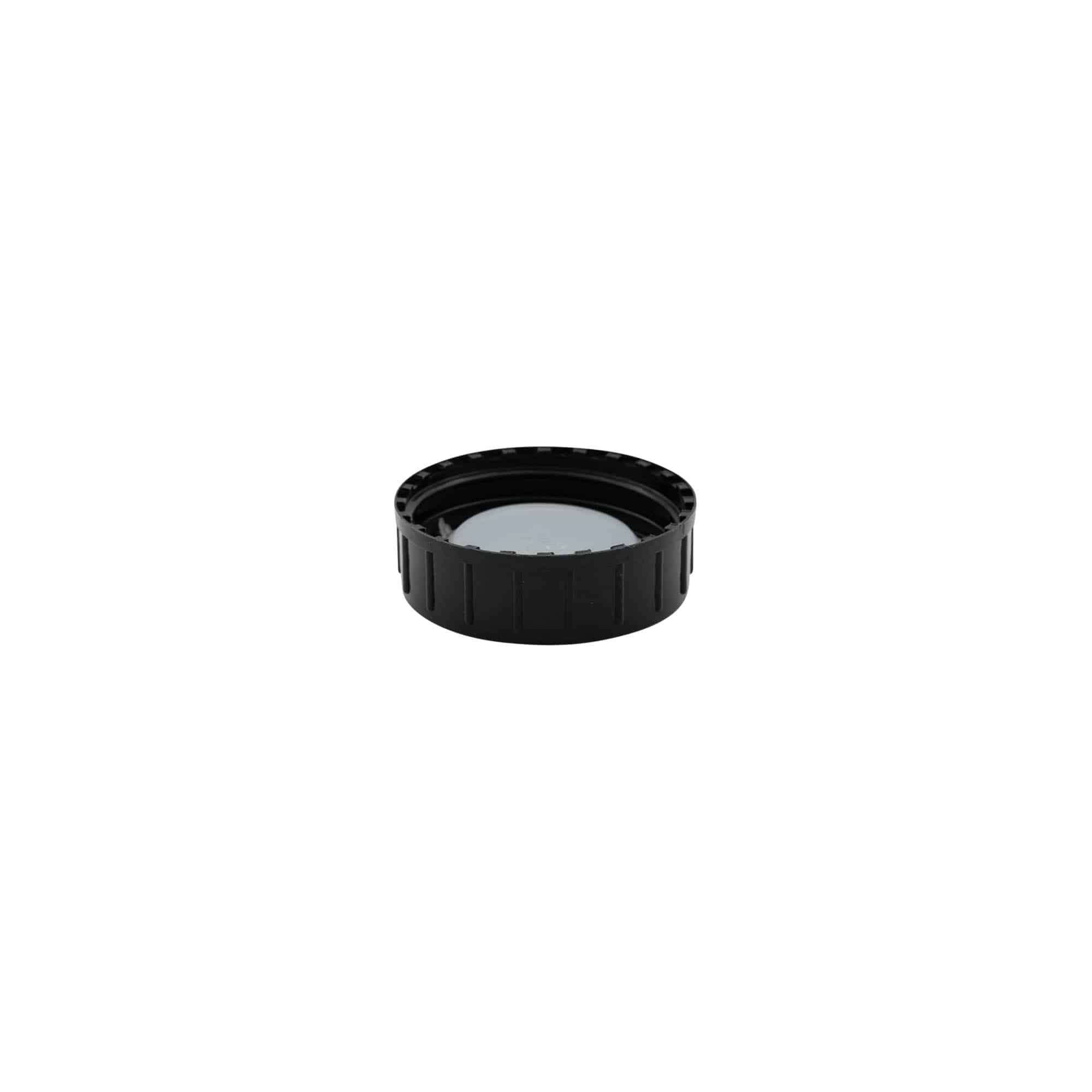 Screw cap, PP plastic, black, for opening: DIN 40