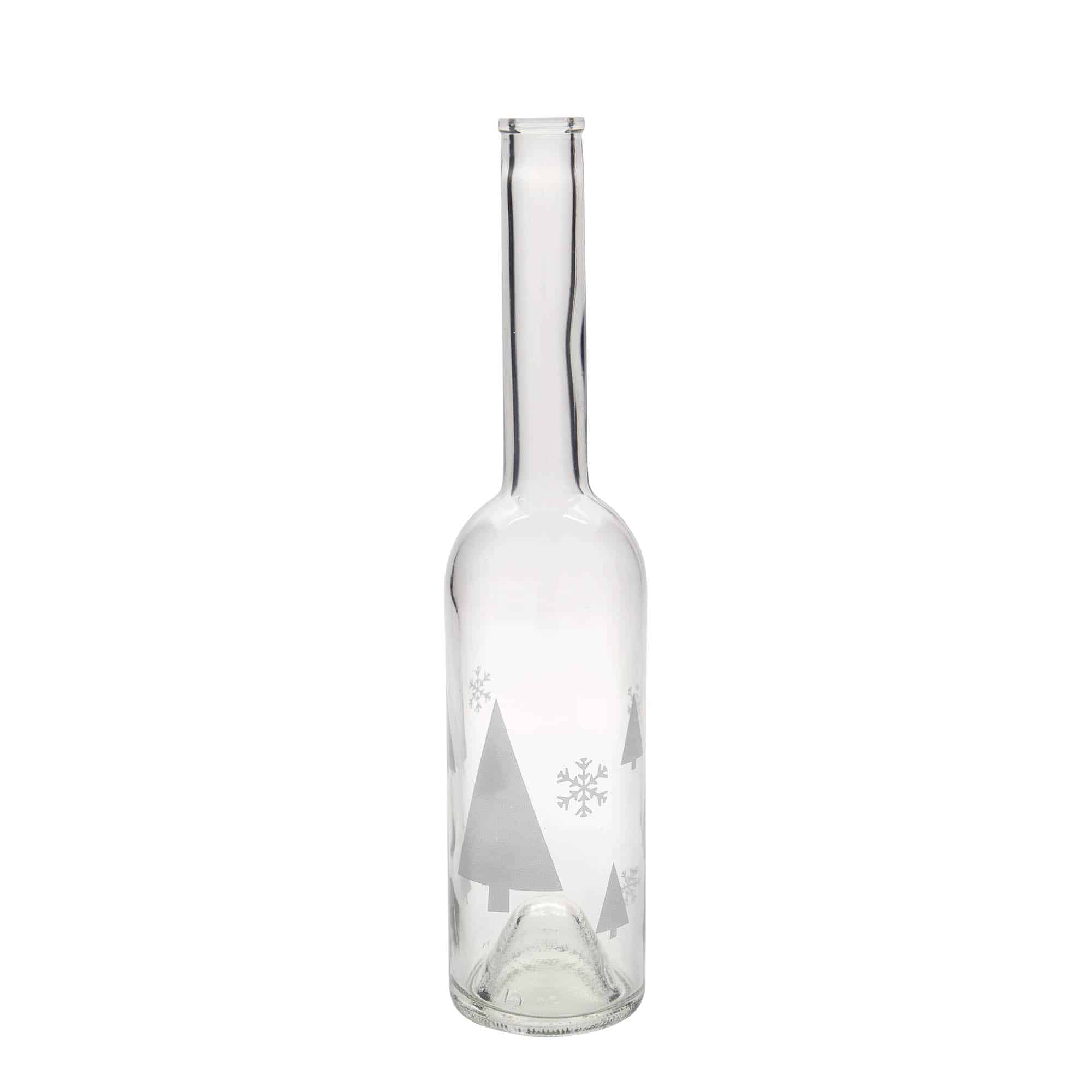 500 ml glass bottle 'Opera', print: snowflakes, closure: cork