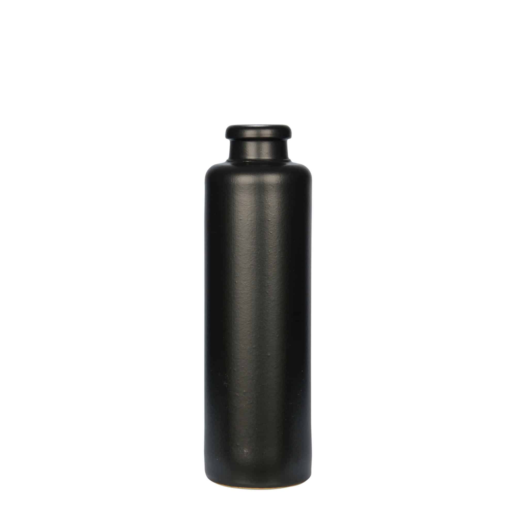 200 ml earthen jug, stoneware, black, closure: cork