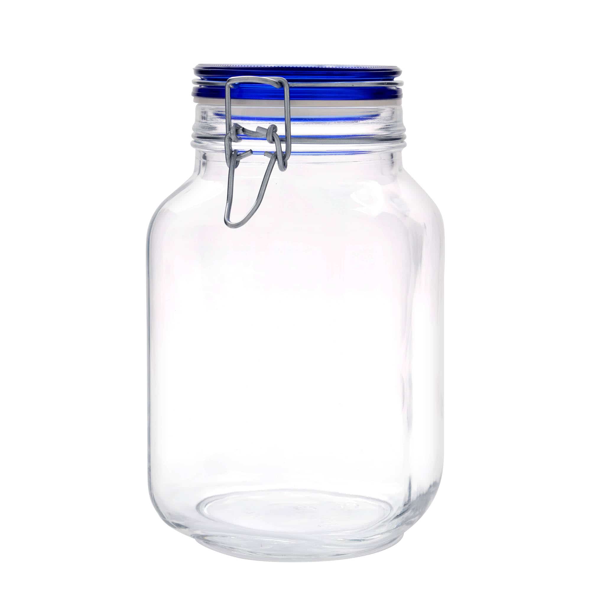 2,000 ml clip top jar 'Fido' Blue Top, square, closure: clip top