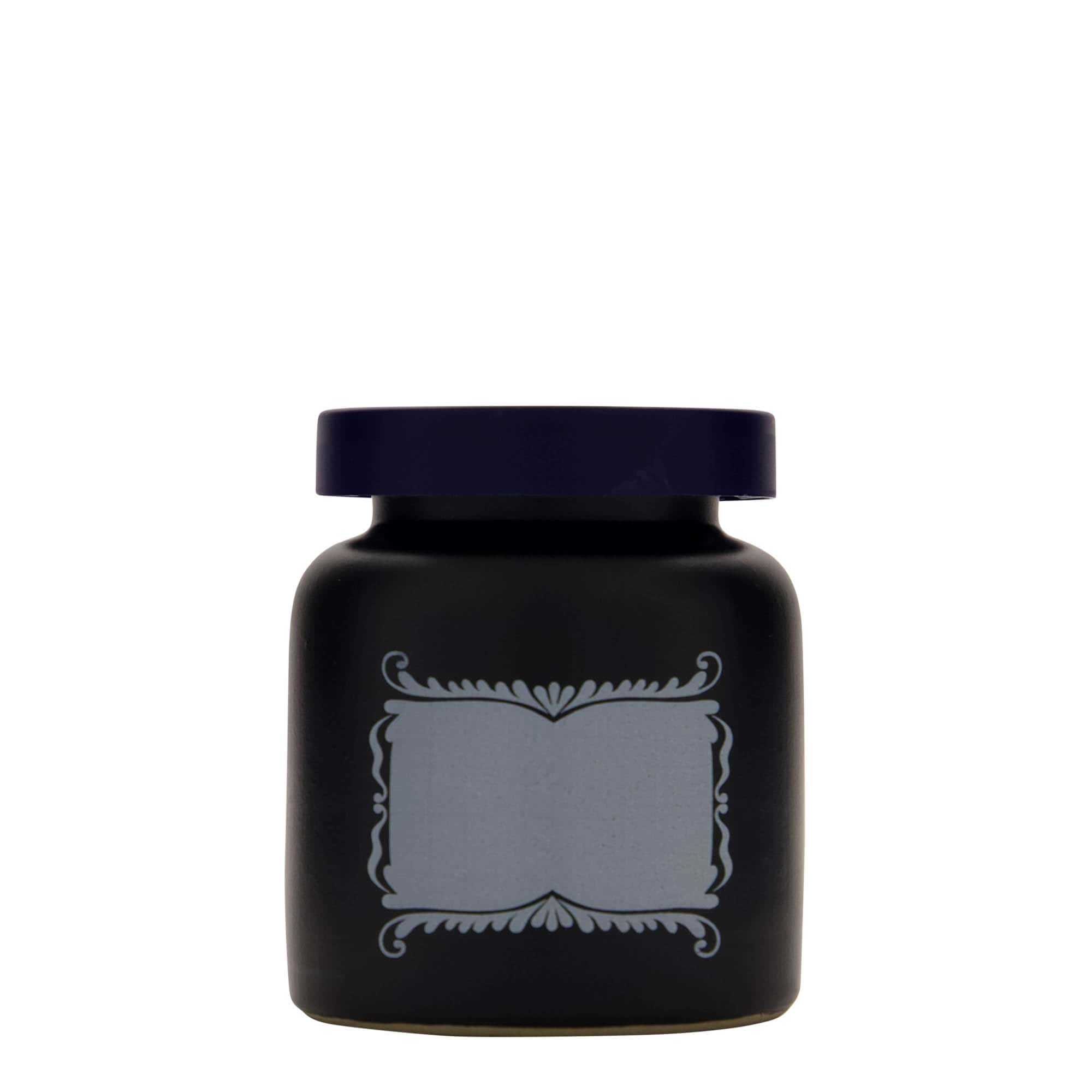 270 ml stoneware jar, print: blank label, ceramic, black, closure: slip lid