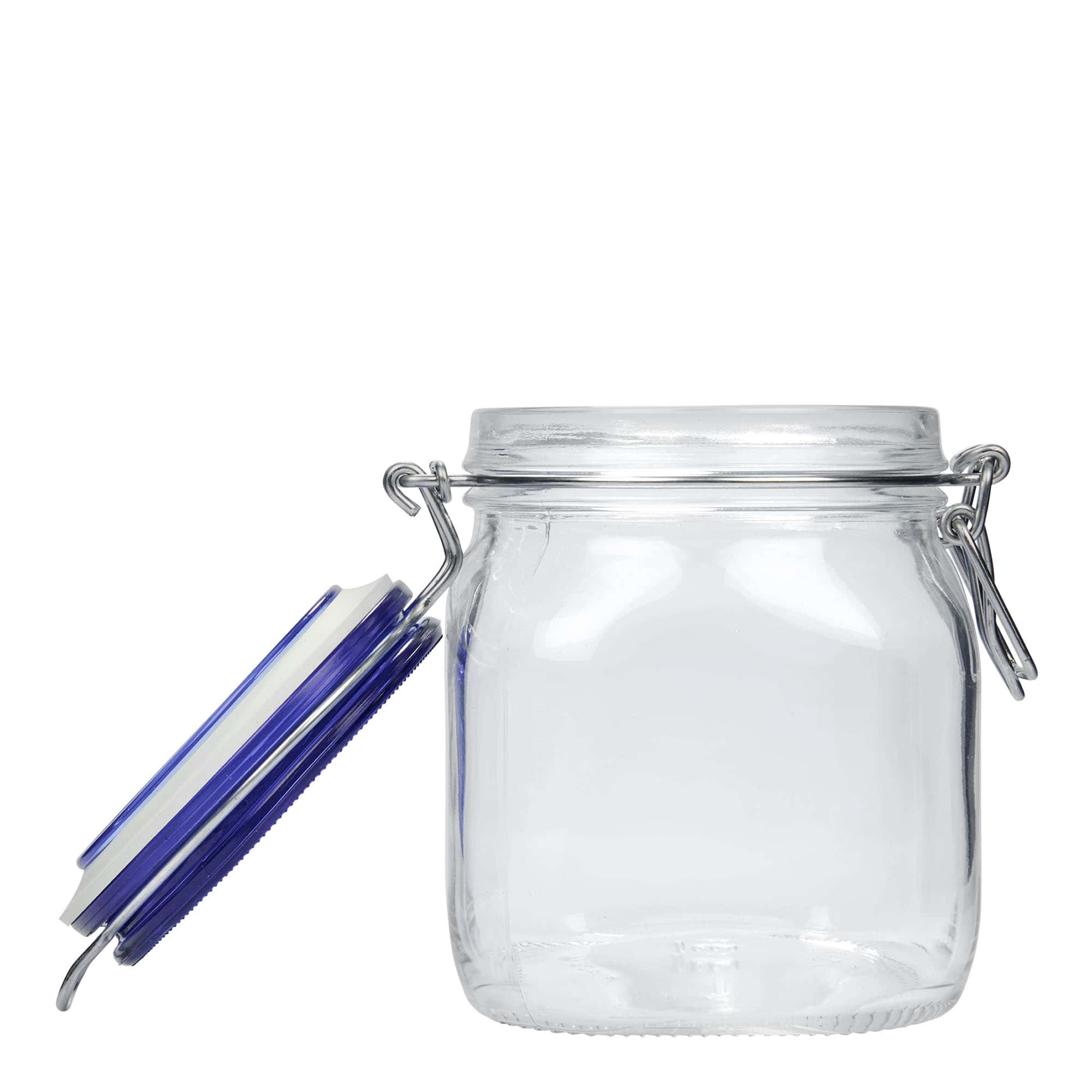 750 ml clip top jar 'Fido' Blue Top, square, closure: clip top