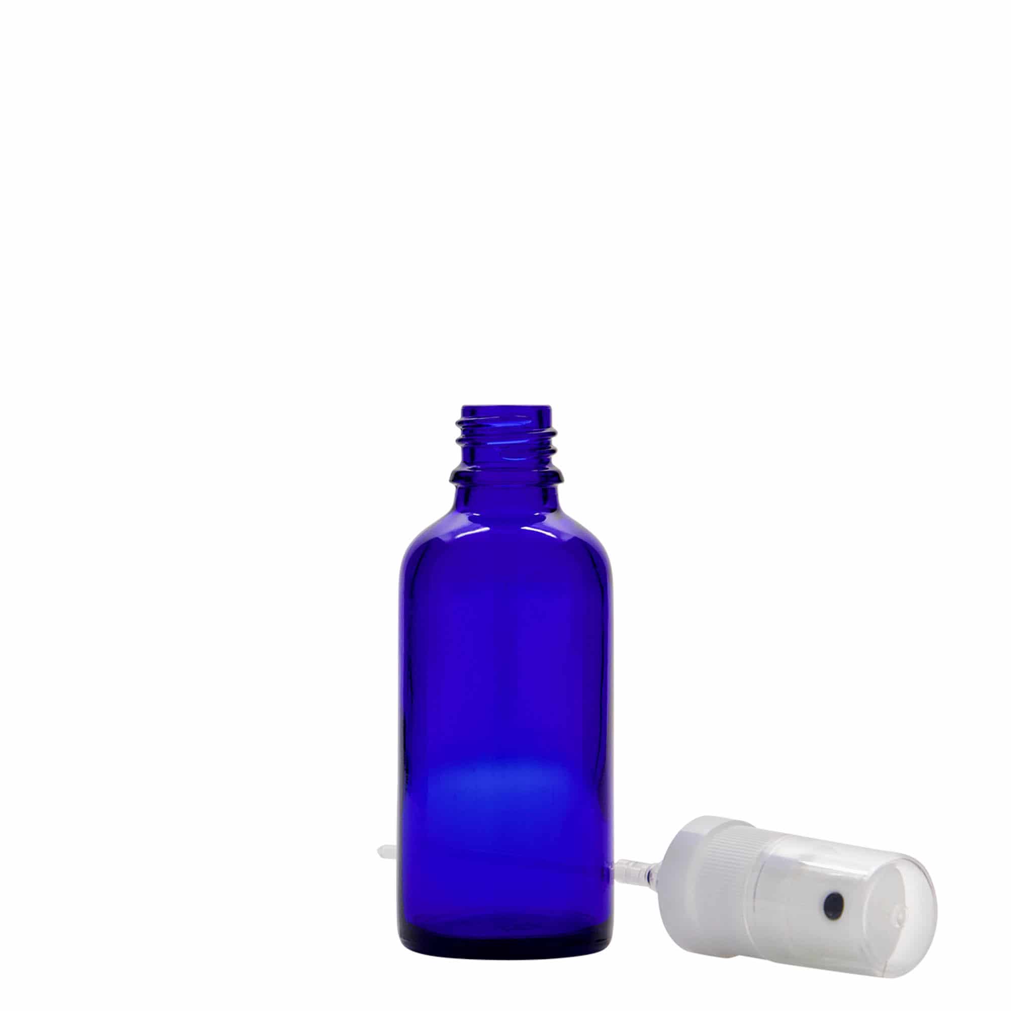 50 ml medicine spray bottle, glass, royal blue, closure: DIN 18