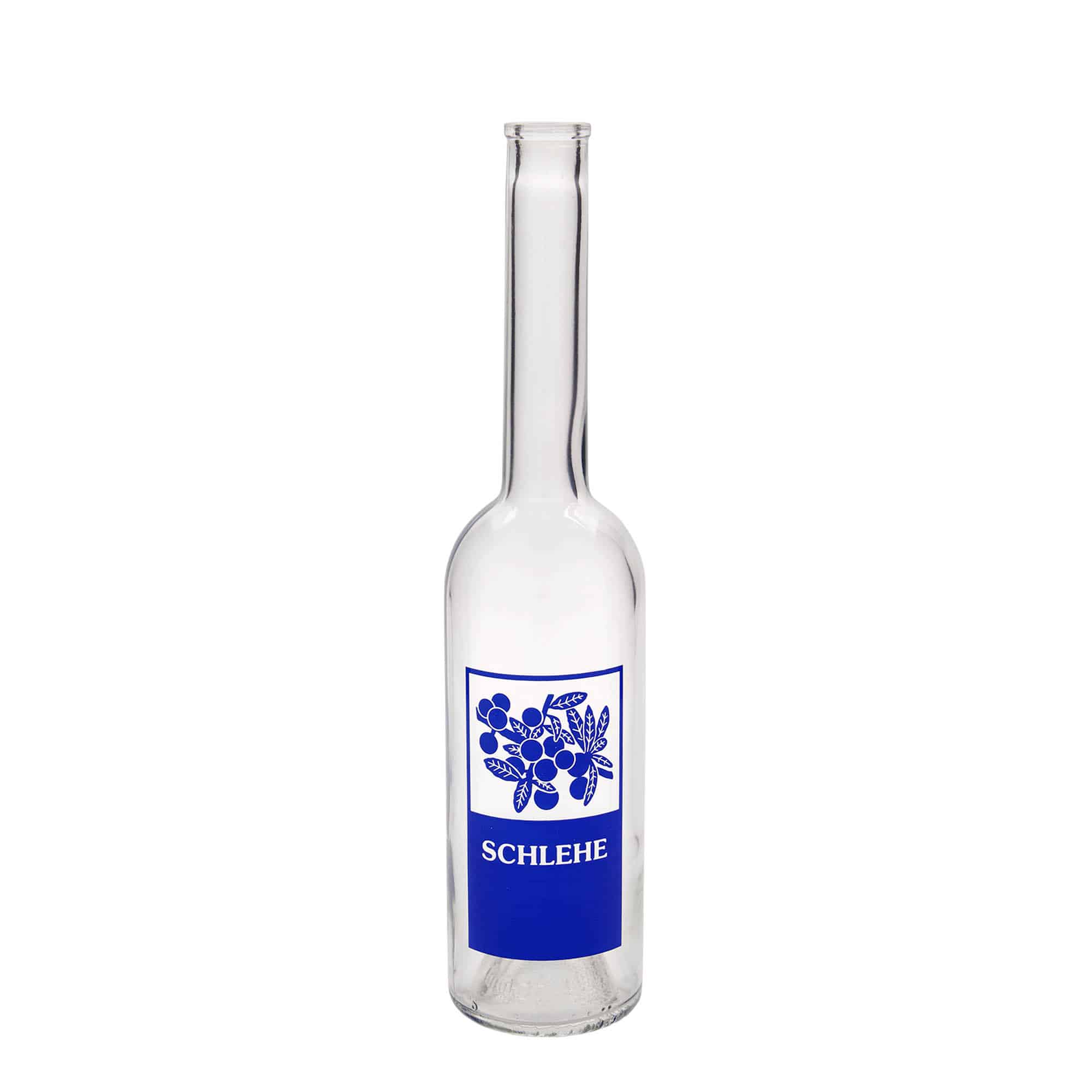 500 ml glass bottle 'Opera', print: “Schlehe”, closure: cork