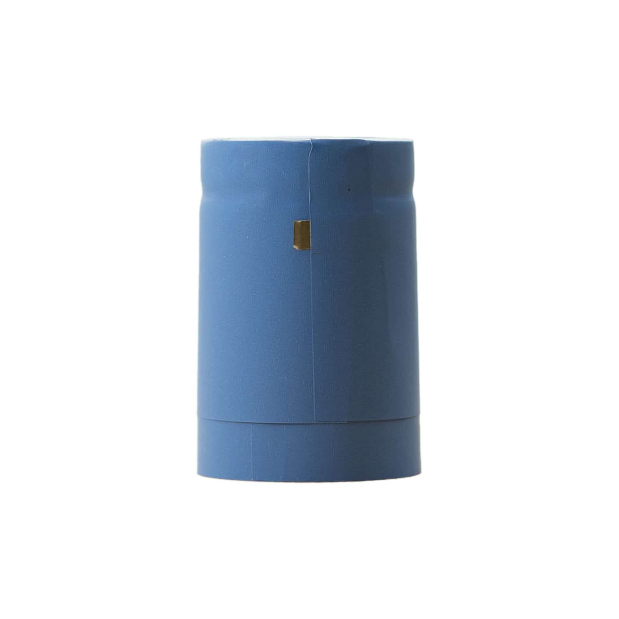 Heat shrink capsule 32x41, PVC plastic, sky blue