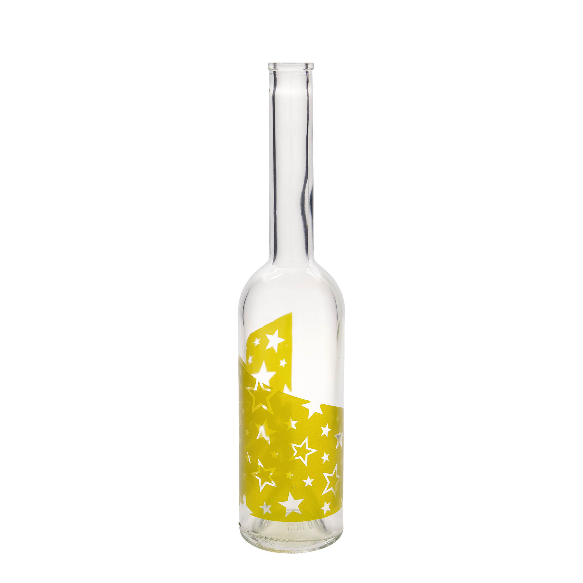 500 ml glass bottle 'Opera', print: gold stars, closure: cork