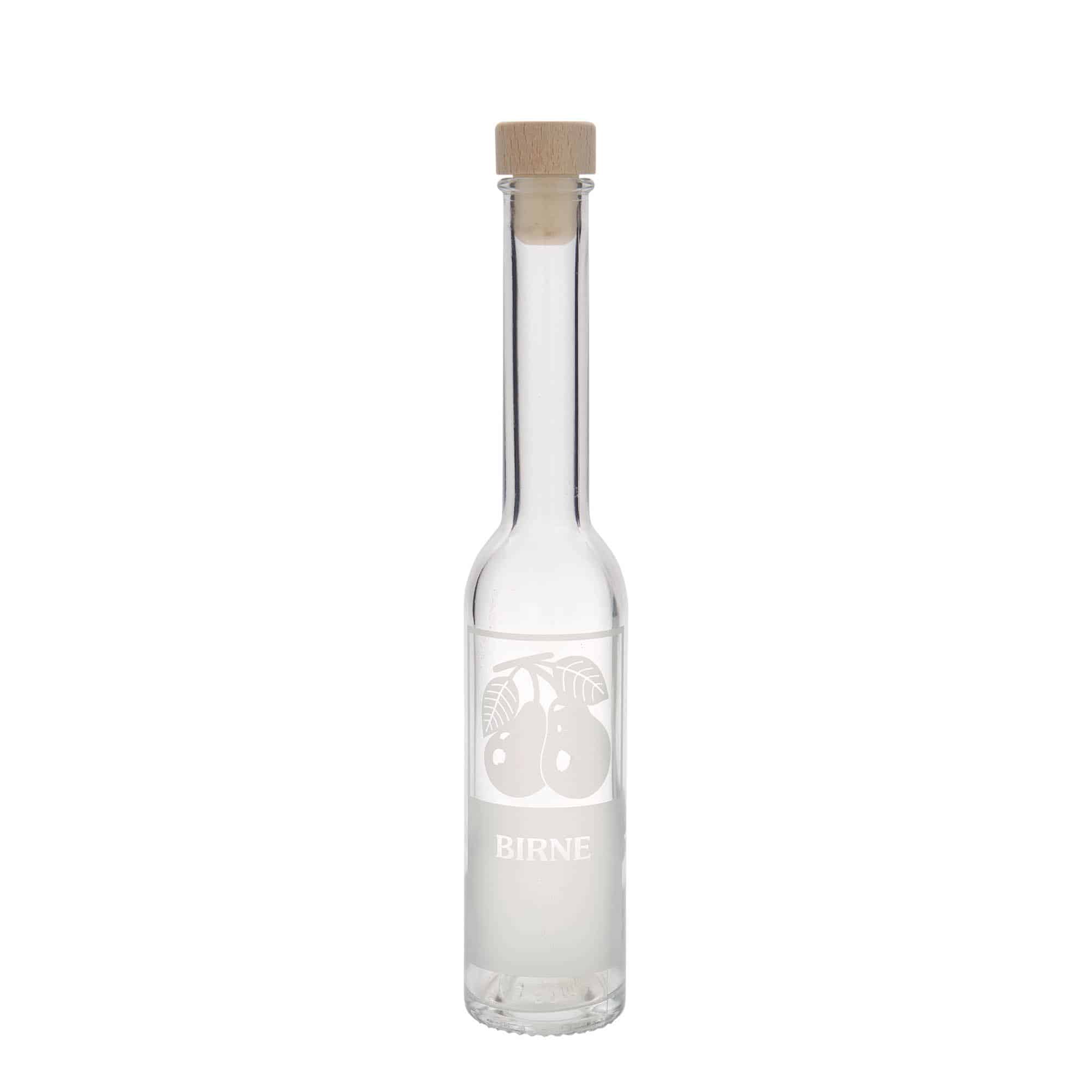 200 ml glass bottle 'Opera', print: pear, closure: cork