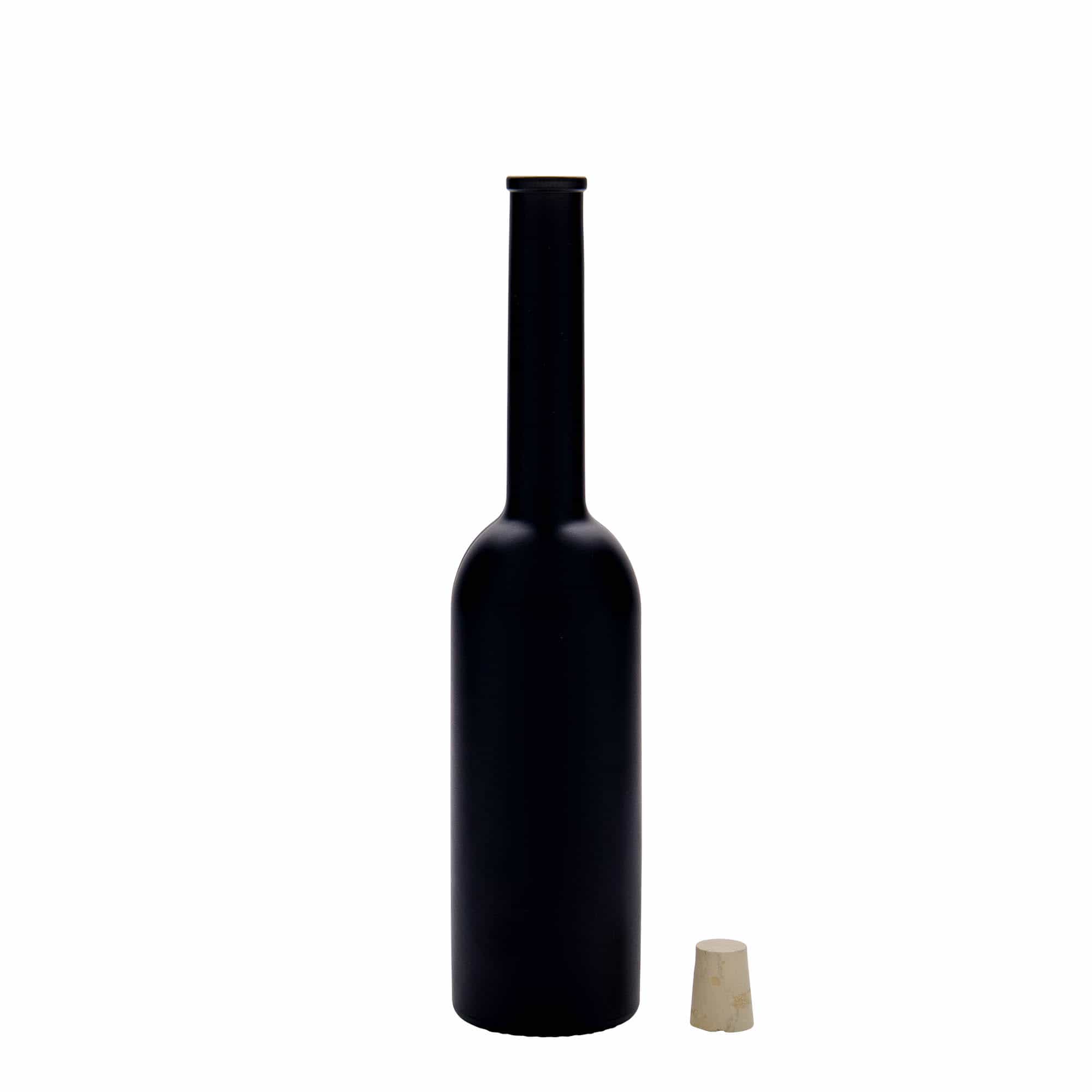 200 ml glass bottle 'Opera', black, closure: cork