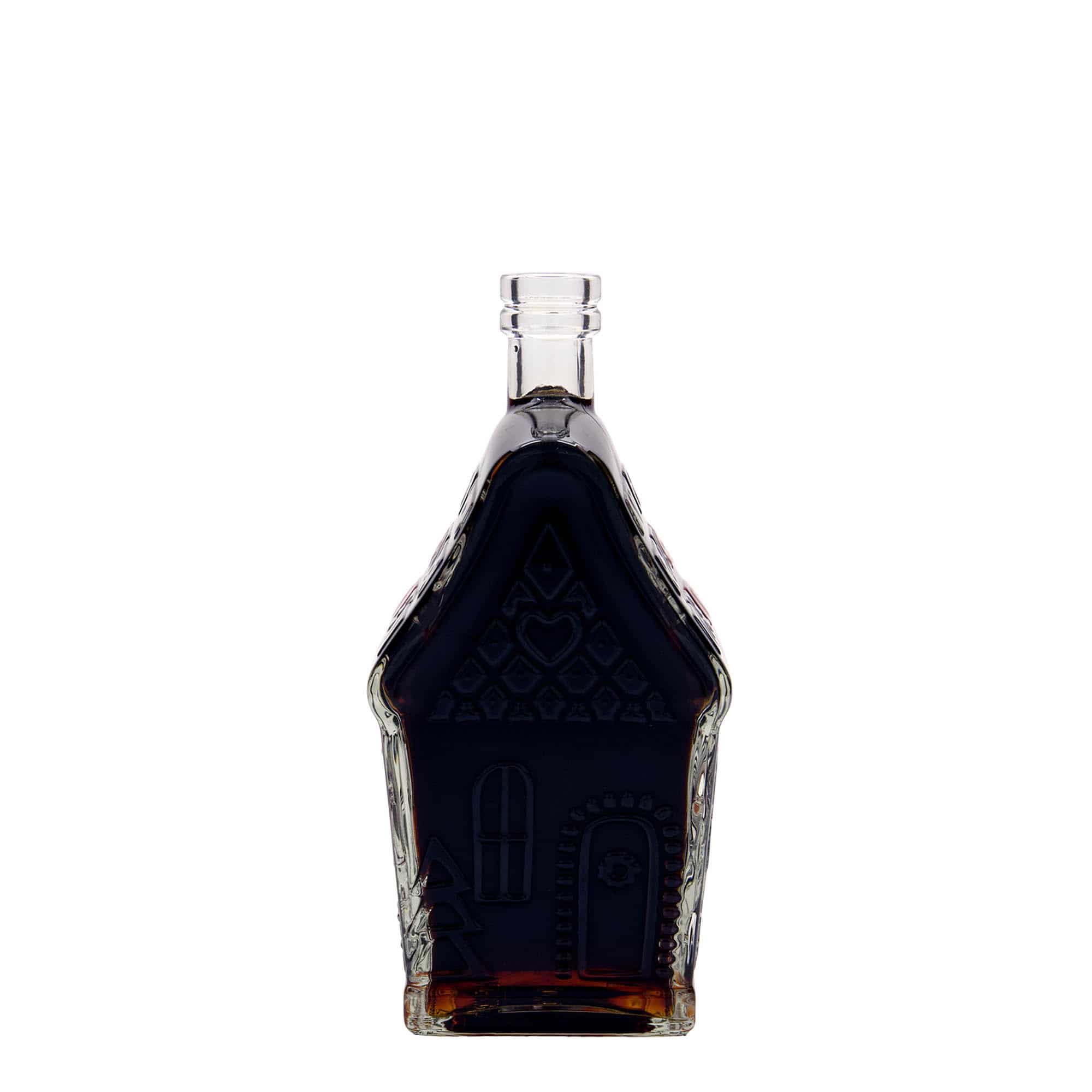500 ml glass bottle 'Gingerbread House', rectangular, closure: cork