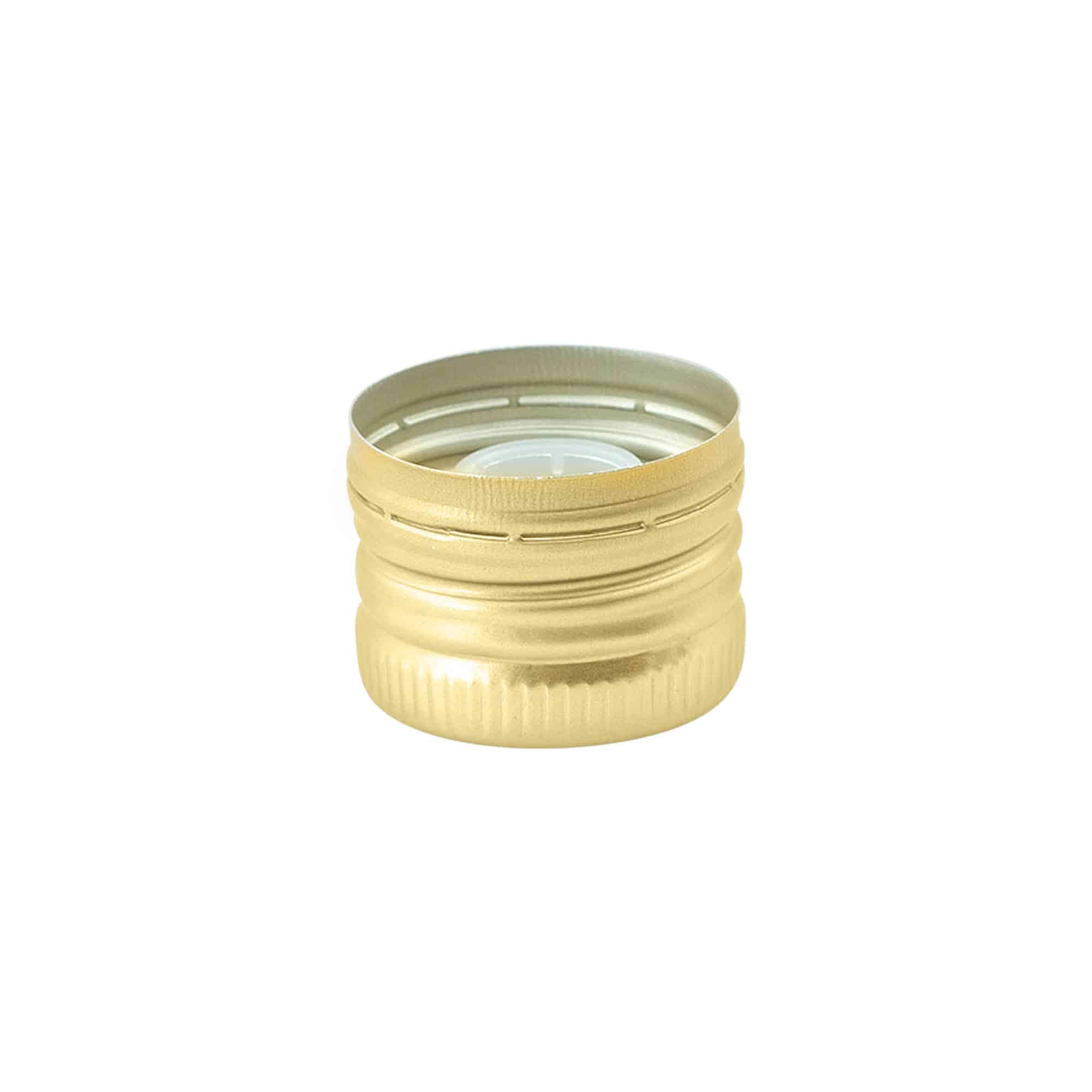 Screw cap with spout insert, metal/plastic, gold, for opening: PP 31.5
