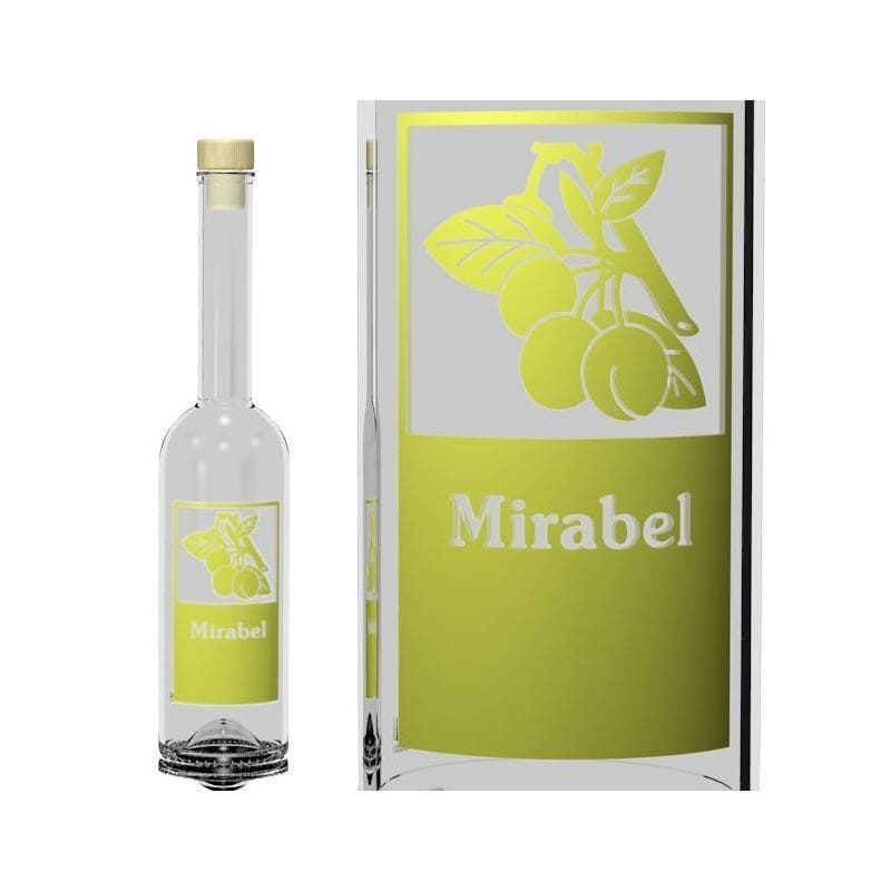 500 ml glass bottle 'Opera', print: Mirabel, closure: cork