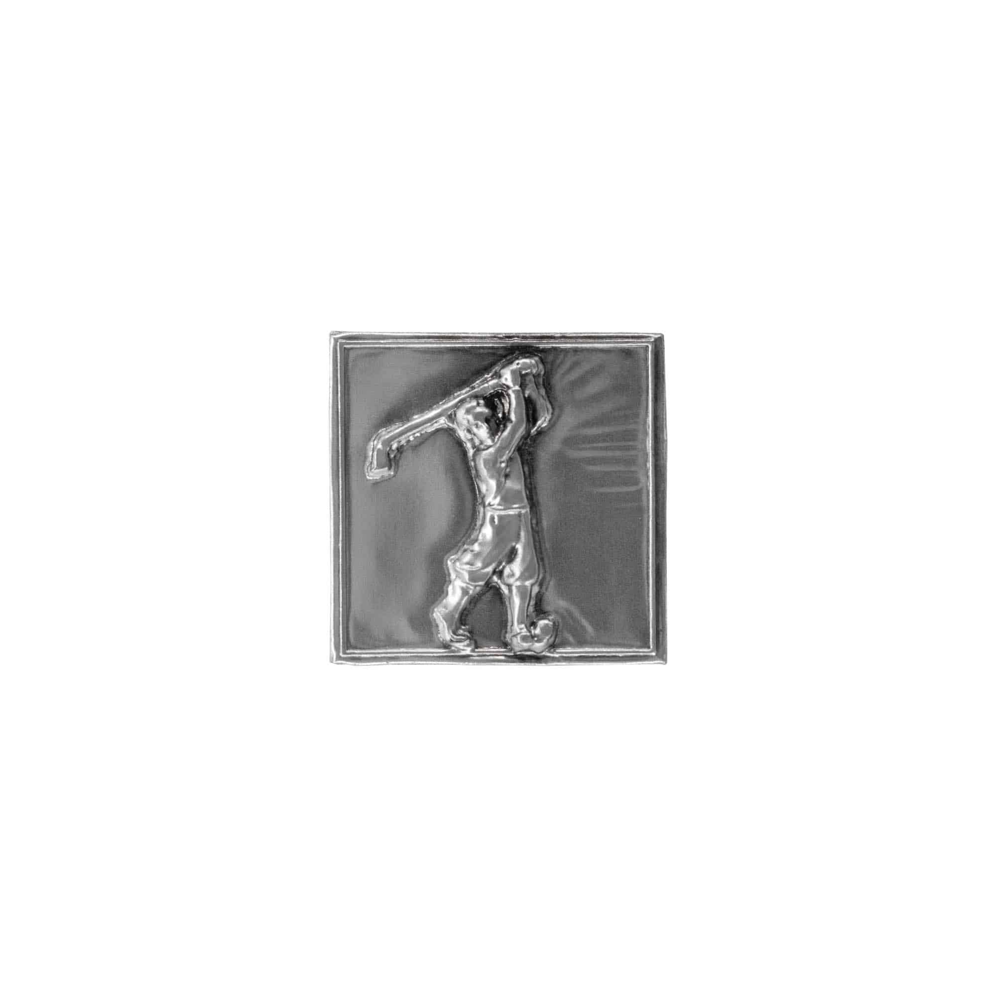 Pewter tag 'Golfer', square, metal, silver