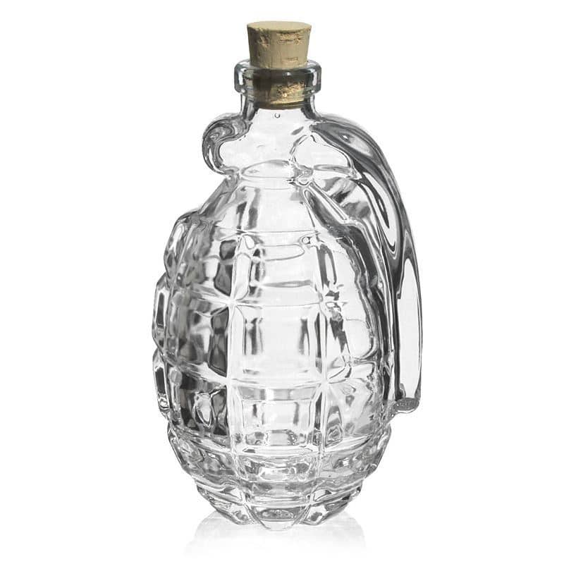 200 ml glass bottle 'Hand Grenade', closure: cork