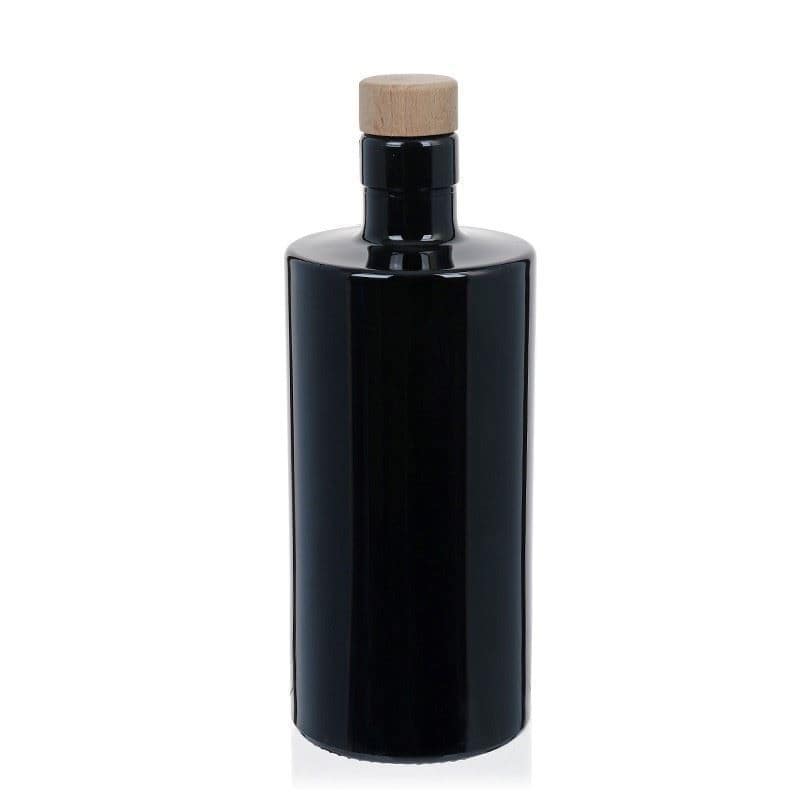 500 ml glass bottle 'Carla', black, closure: cork
