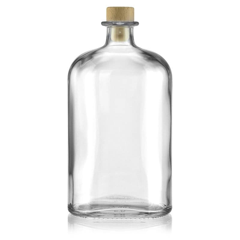 1,000 ml glass bottle 'Dundee', oval, closure: cork