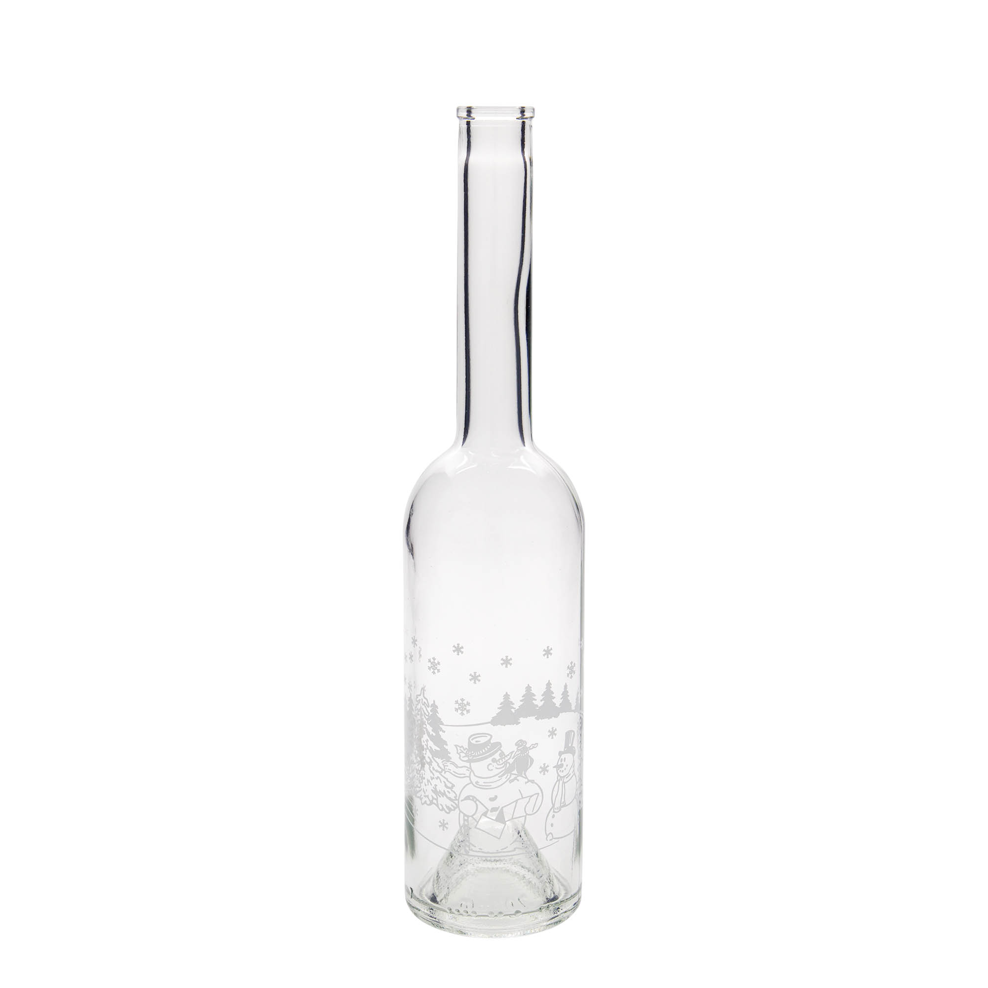 500 ml glass bottle 'Opera', print: snowman bottle, closure: cork