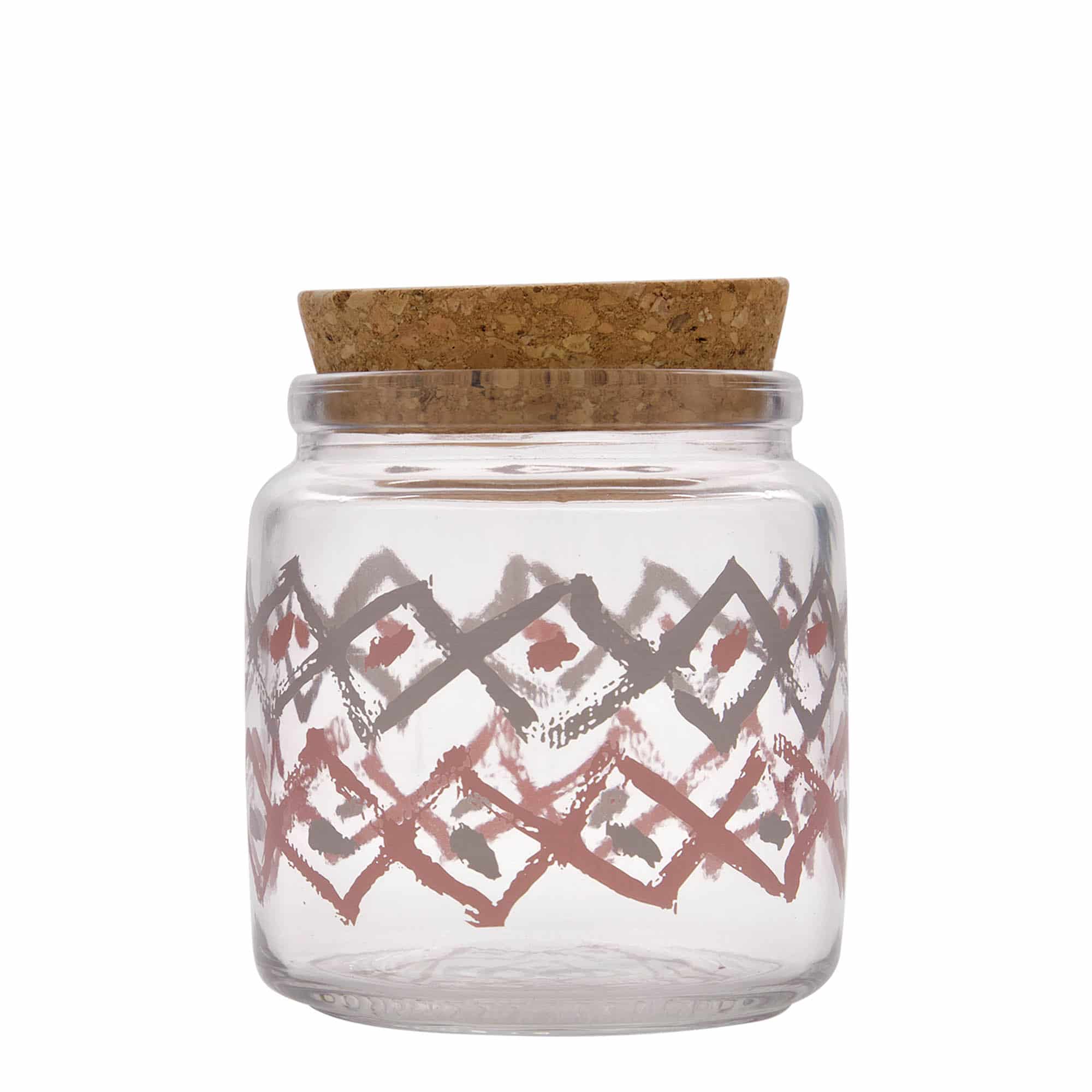 750 ml cork top jar 'Giara', print: manolibera pink, closure: cork