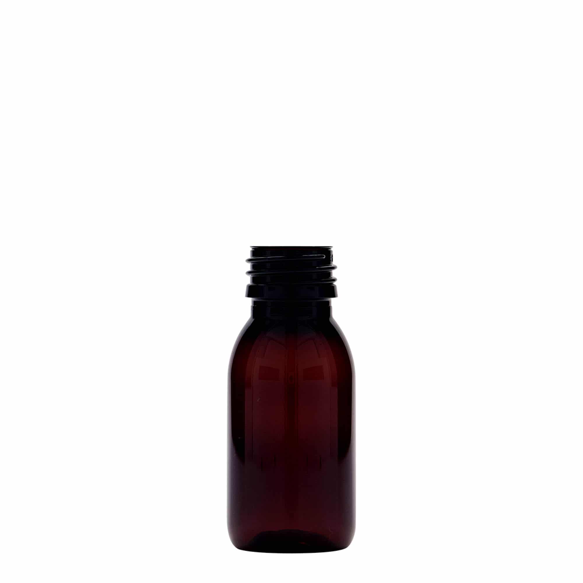 60 ml PET medicine bottle, brown, plastic, closure: PP 28