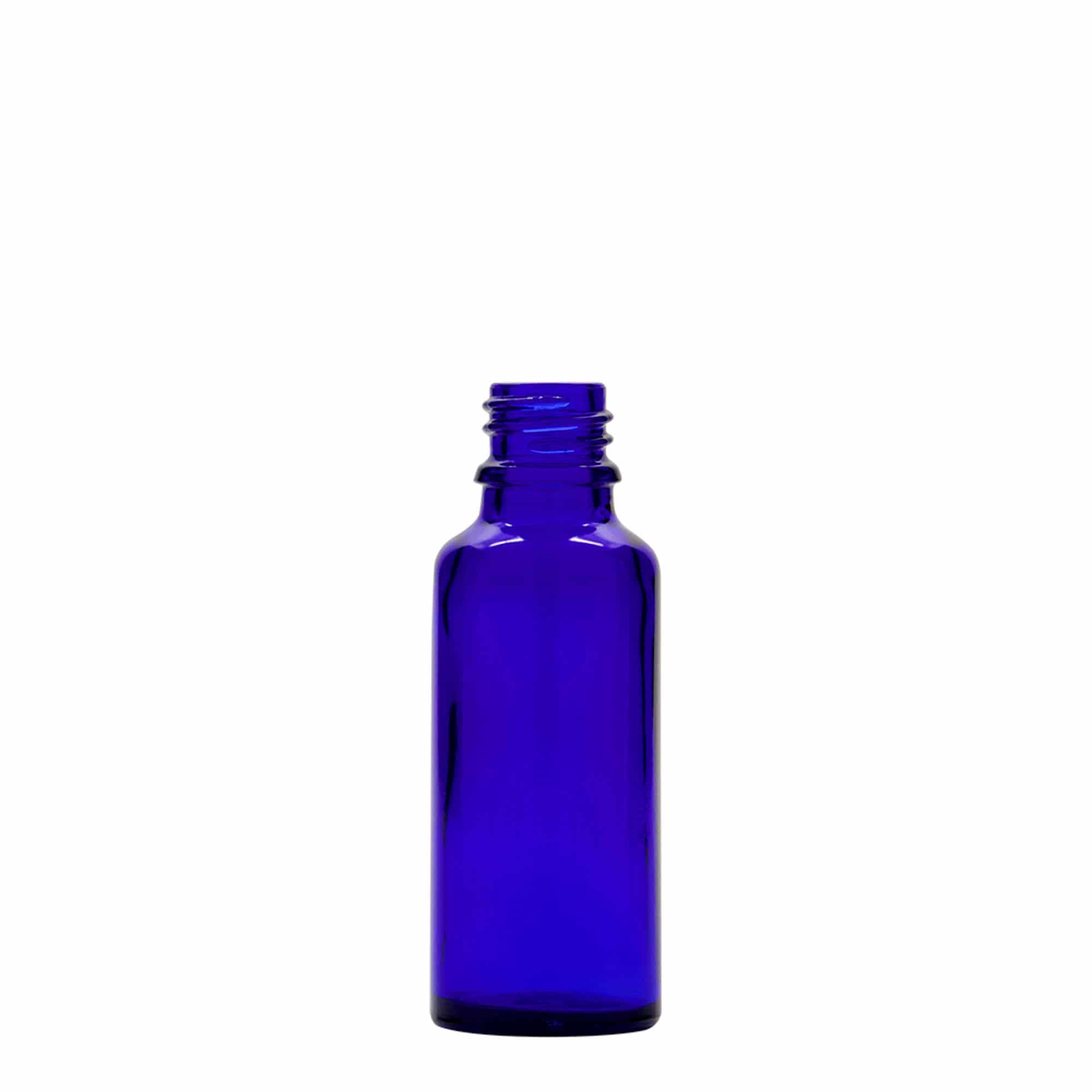 30 ml medicine pipette bottle, glass, royal blue/red, closure: DIN 18