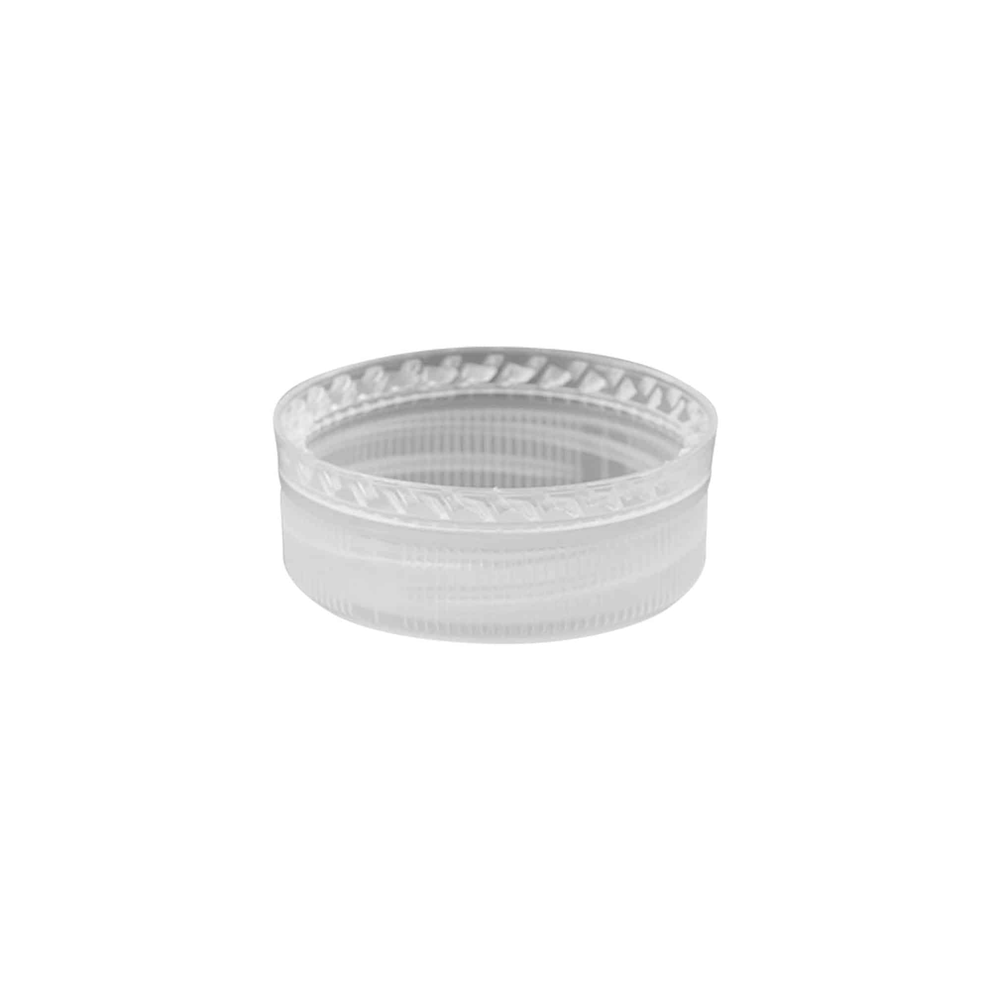 Screw cap for two start thread, PE plastic, white, for opening: PET 38 mm