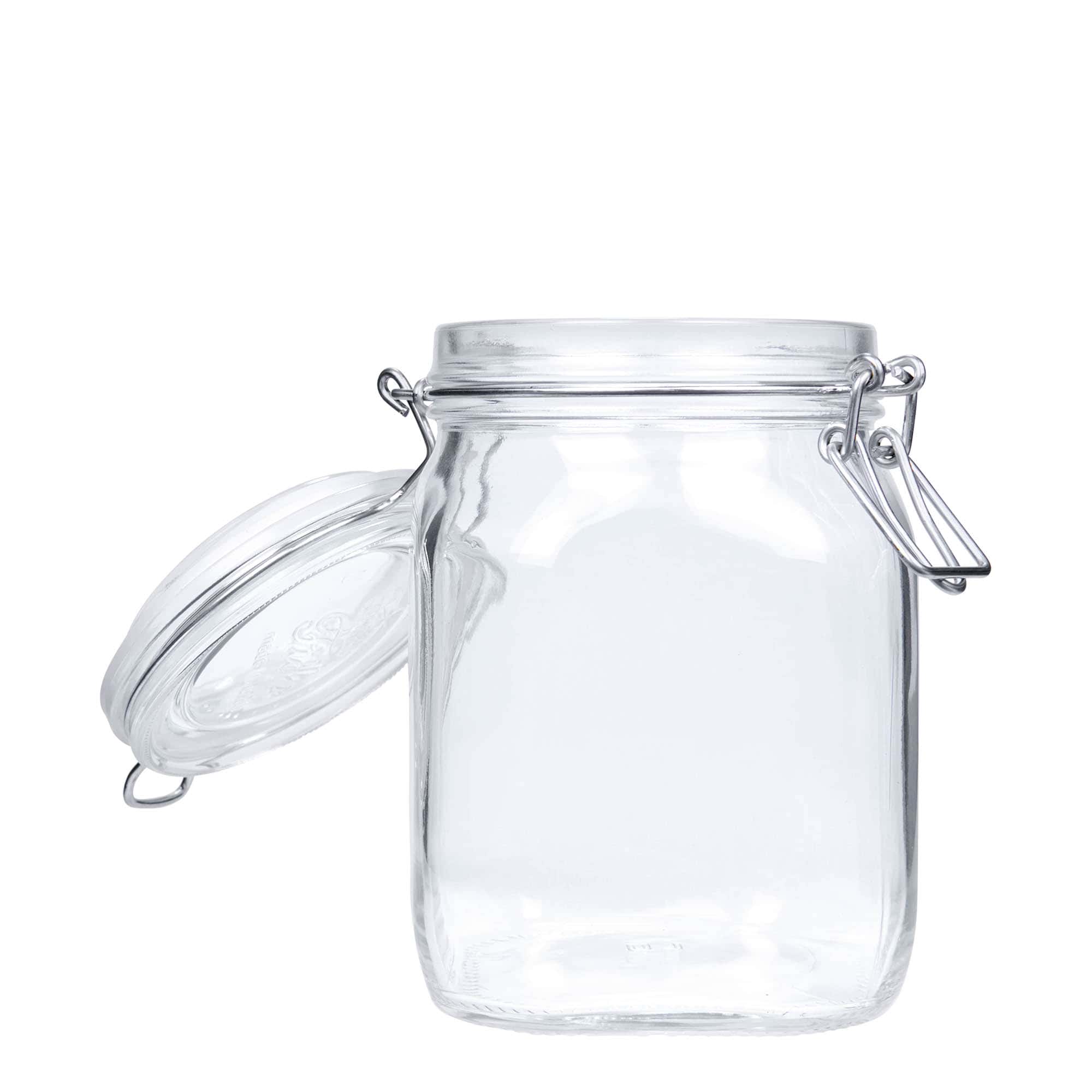 1,000 ml clip top jar 'Fido', square, closure: clip top