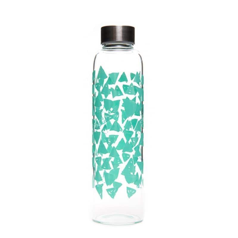 500 ml water bottle 'Perseus', print: turquoise triangles, closure: screw cap