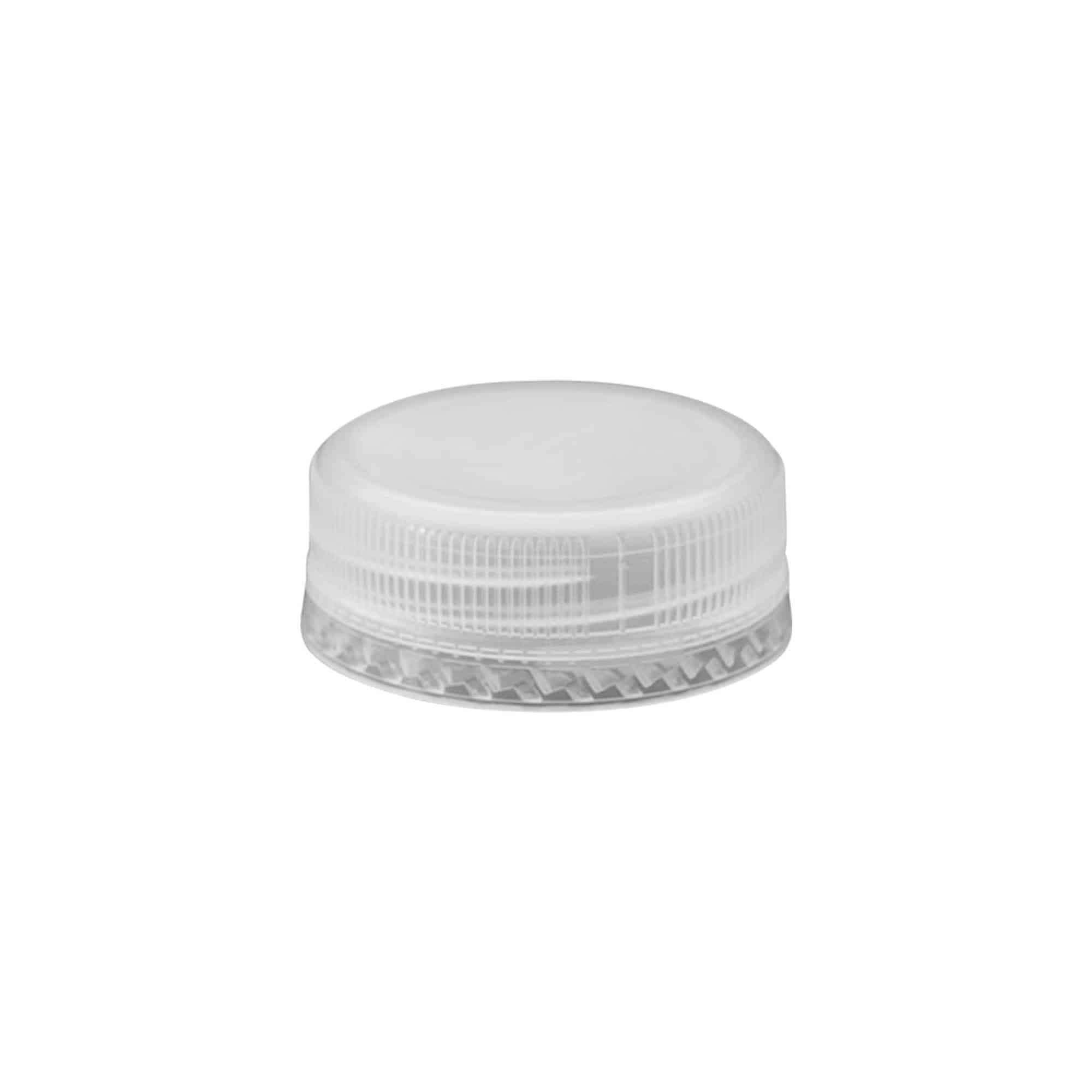 Screw cap for two start thread, PE plastic, white, for opening: PET 38 mm