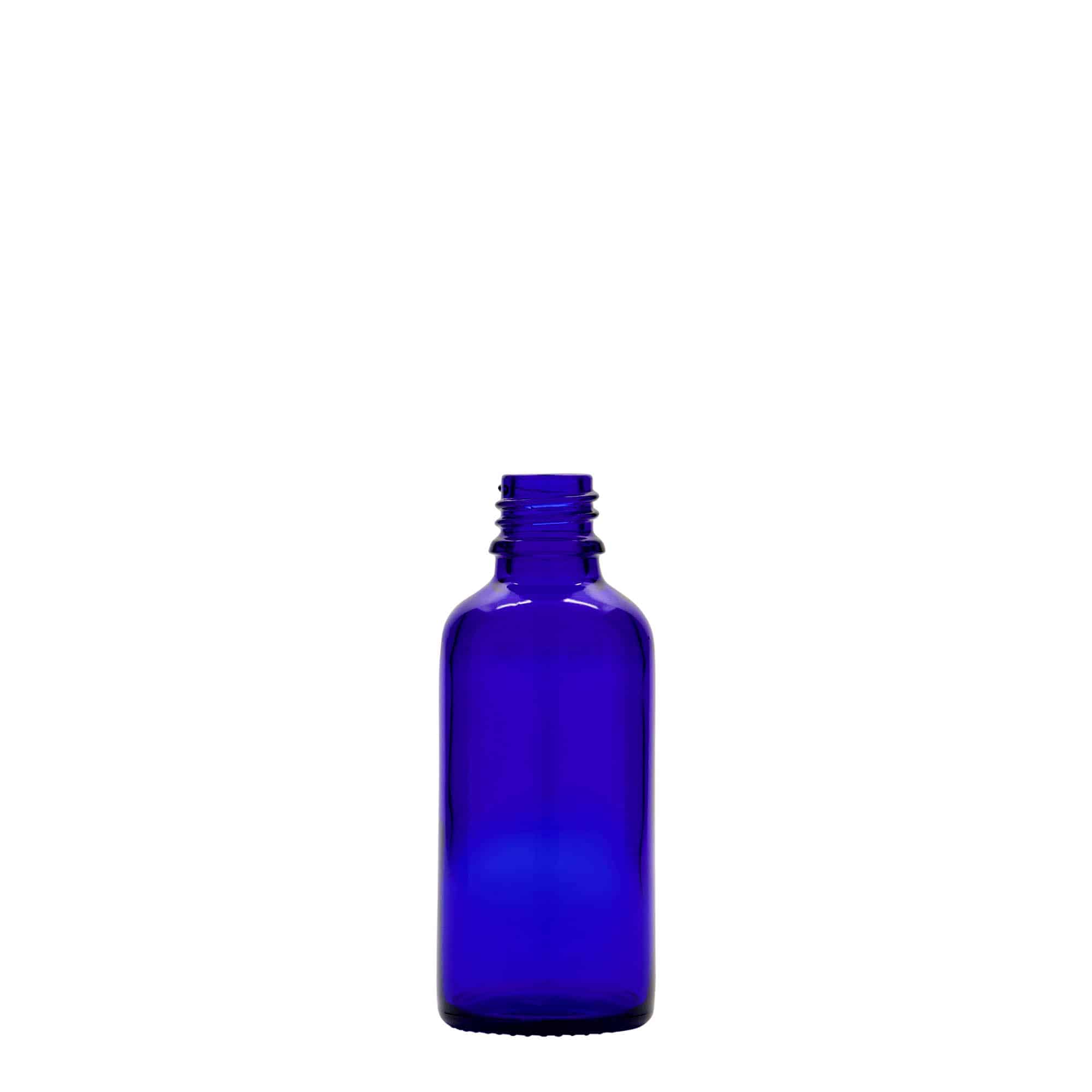 50 ml medicine bottle, glass, royal blue, closure: DIN 18