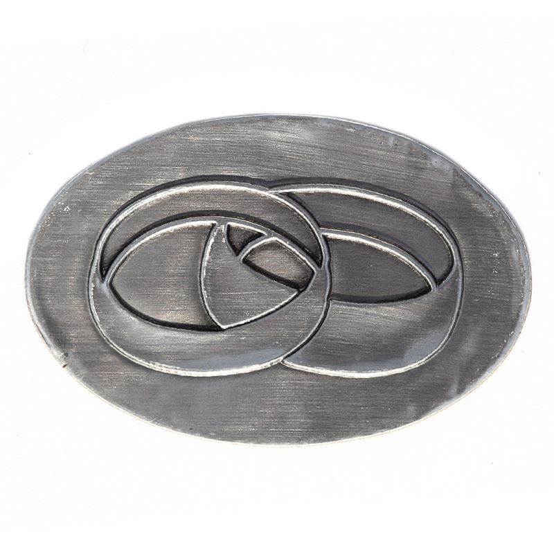 Pewter tag 'Wedding Rings', oval, metal, silver