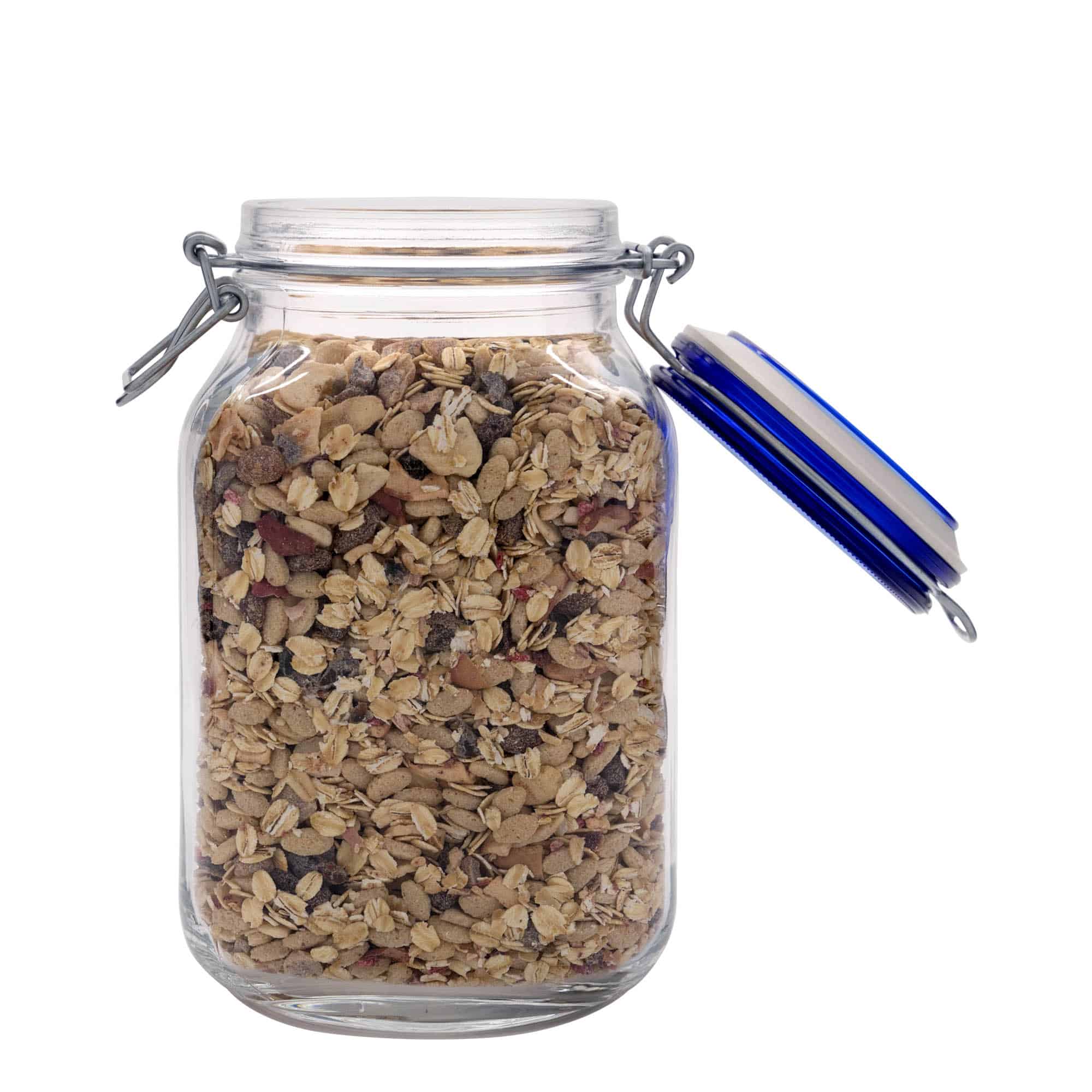 2,000 ml clip top jar 'Fido' Blue Top, square, closure: clip top