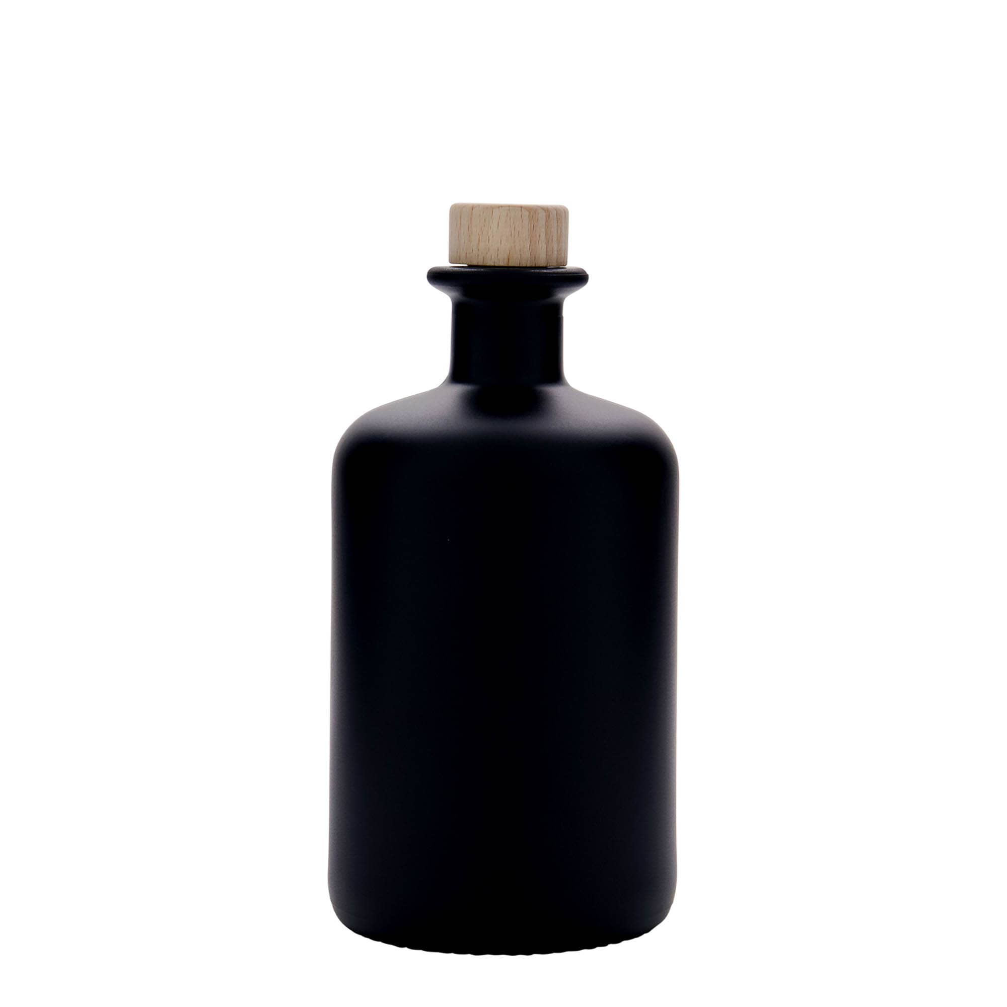 500 ml glass apothecary bottle, black, closure: cork