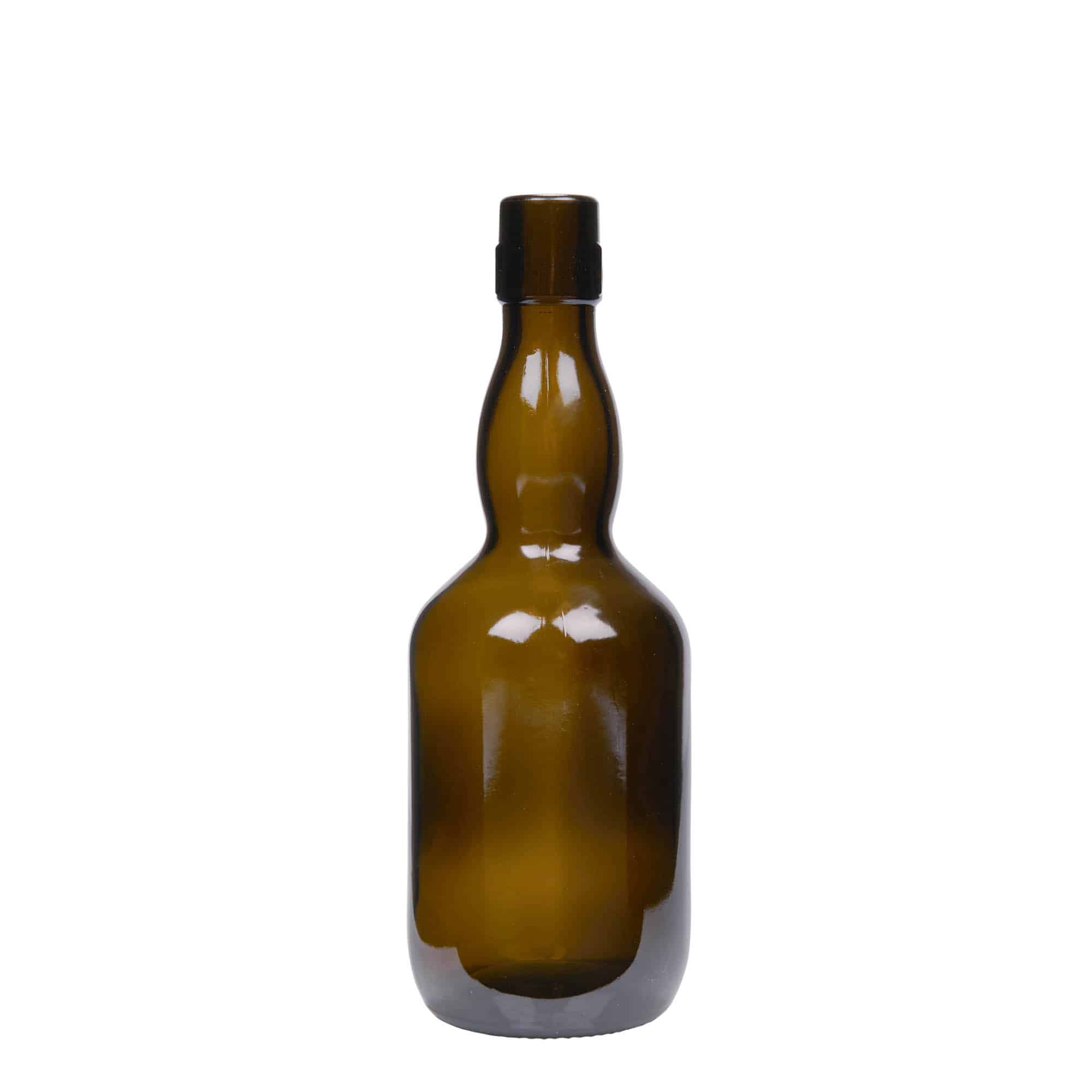 500 ml goitre neck beer bottle, glass, antique green, closure: swing top