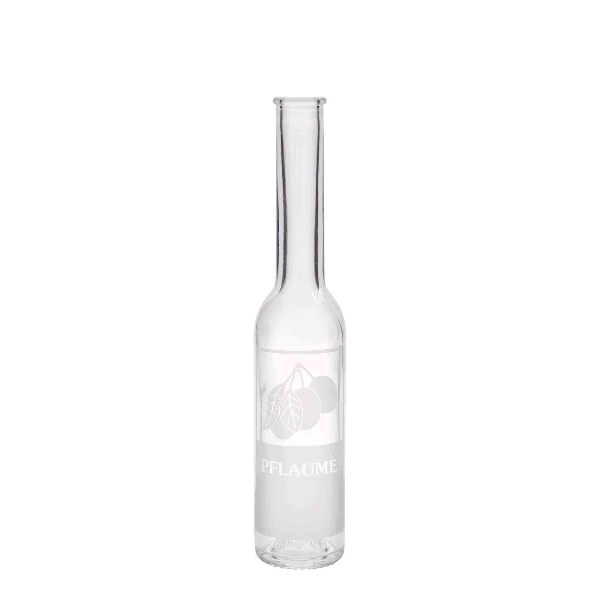 200 ml glass bottle 'Opera', print: plum, closure: cork