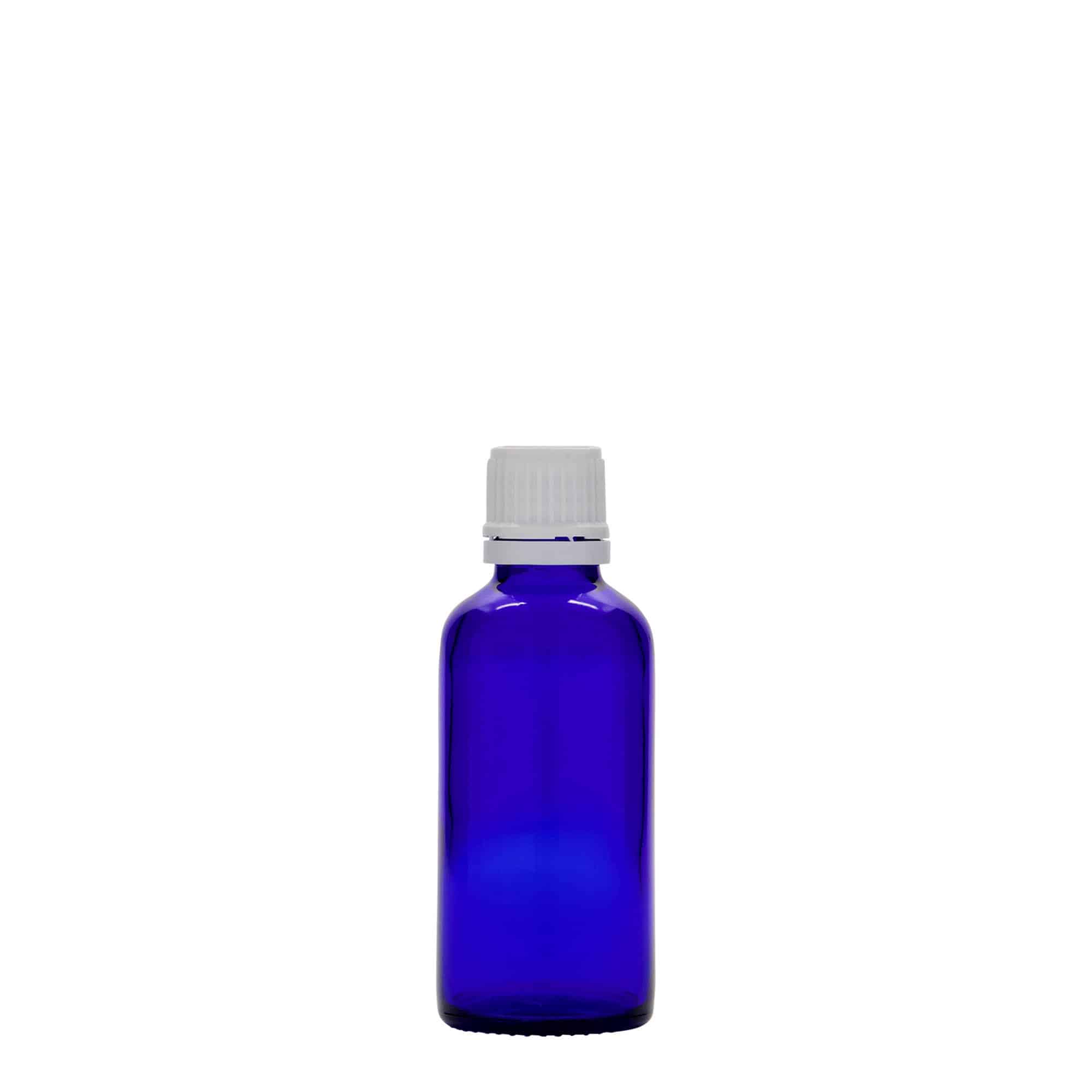 50 ml medicine bottle, glass, royal blue, closure: DIN 18