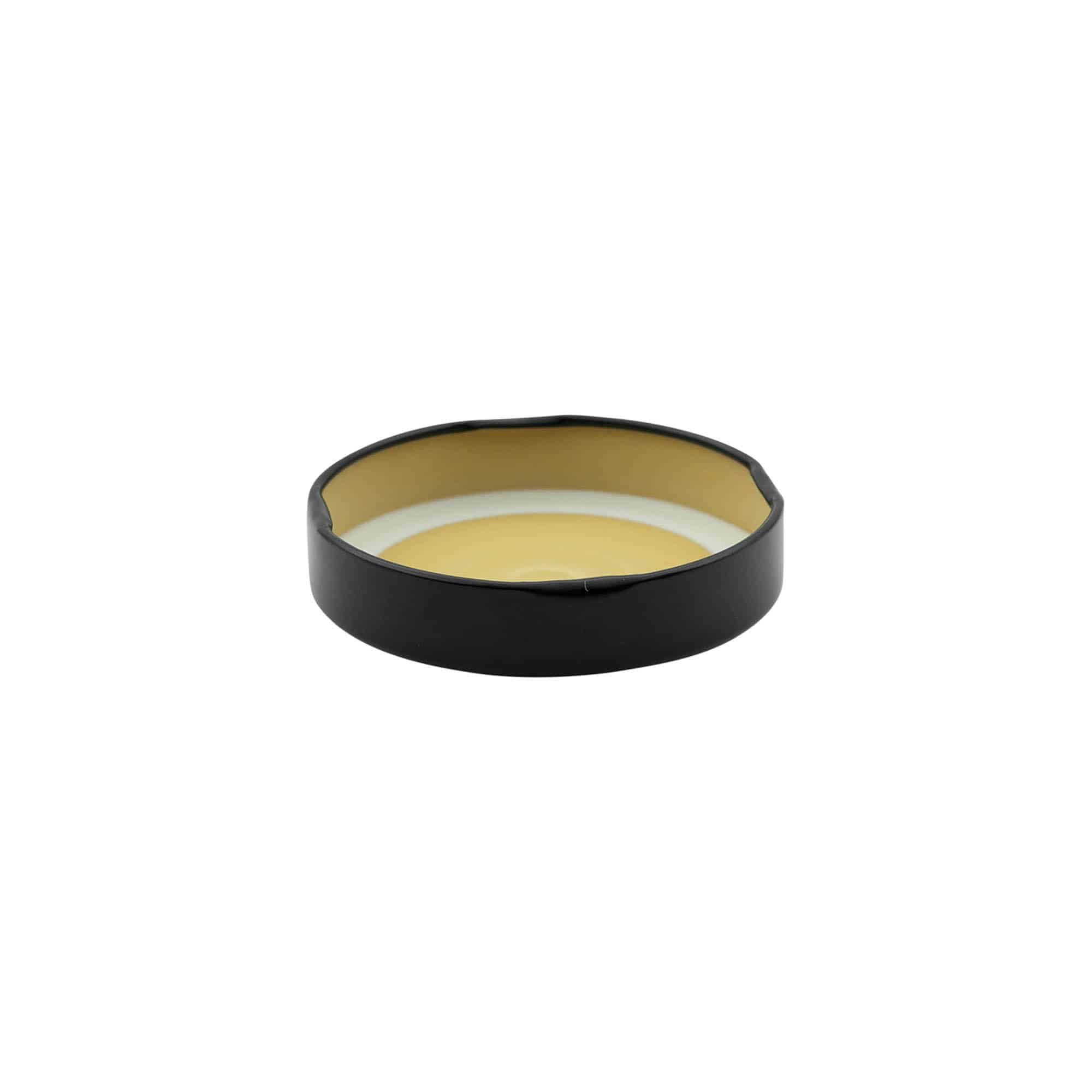 Deep twist off lid, tinplate, black, for opening: Deep-TO 66
