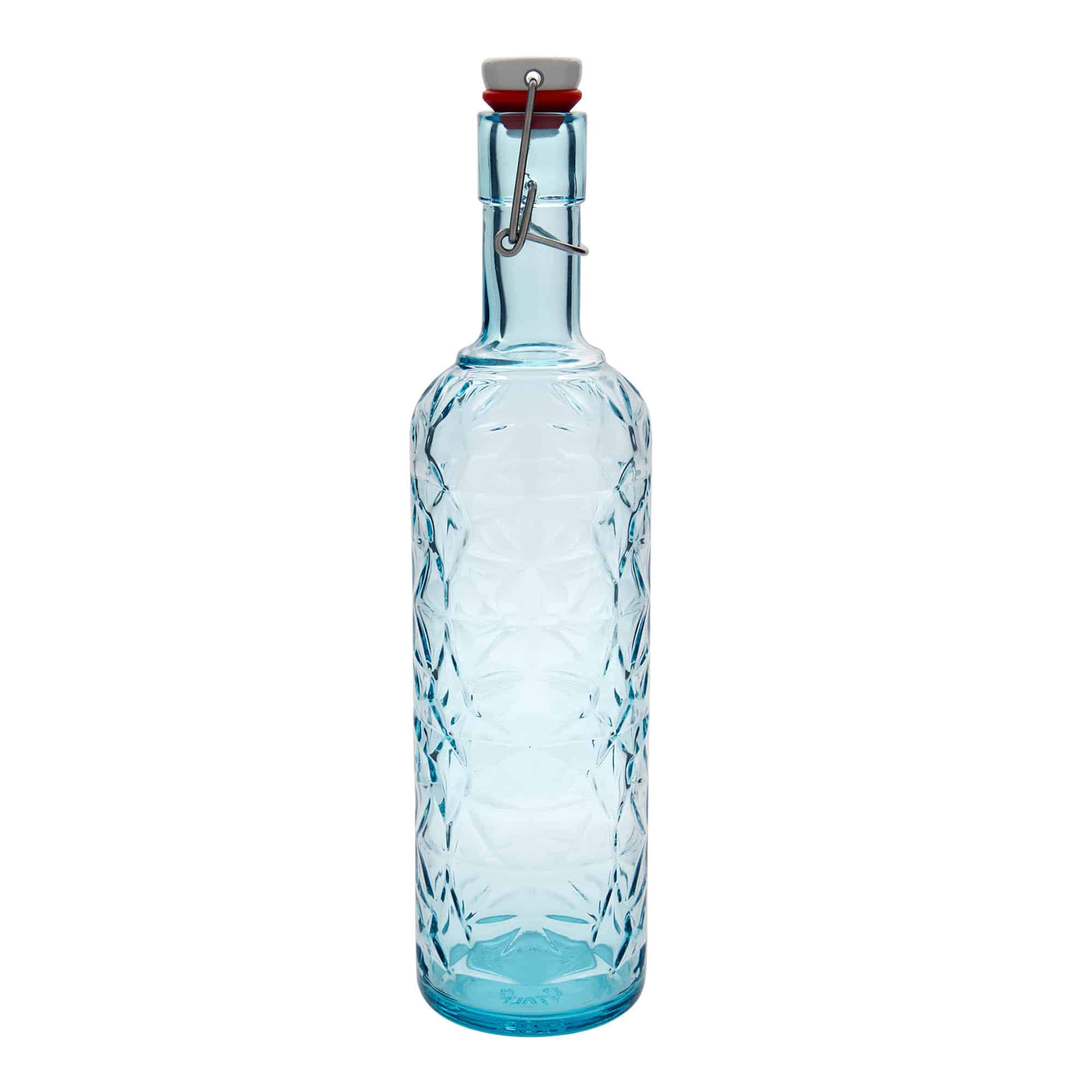 1,000 ml glass bottle 'Oriente', azure blue, closure: swing top