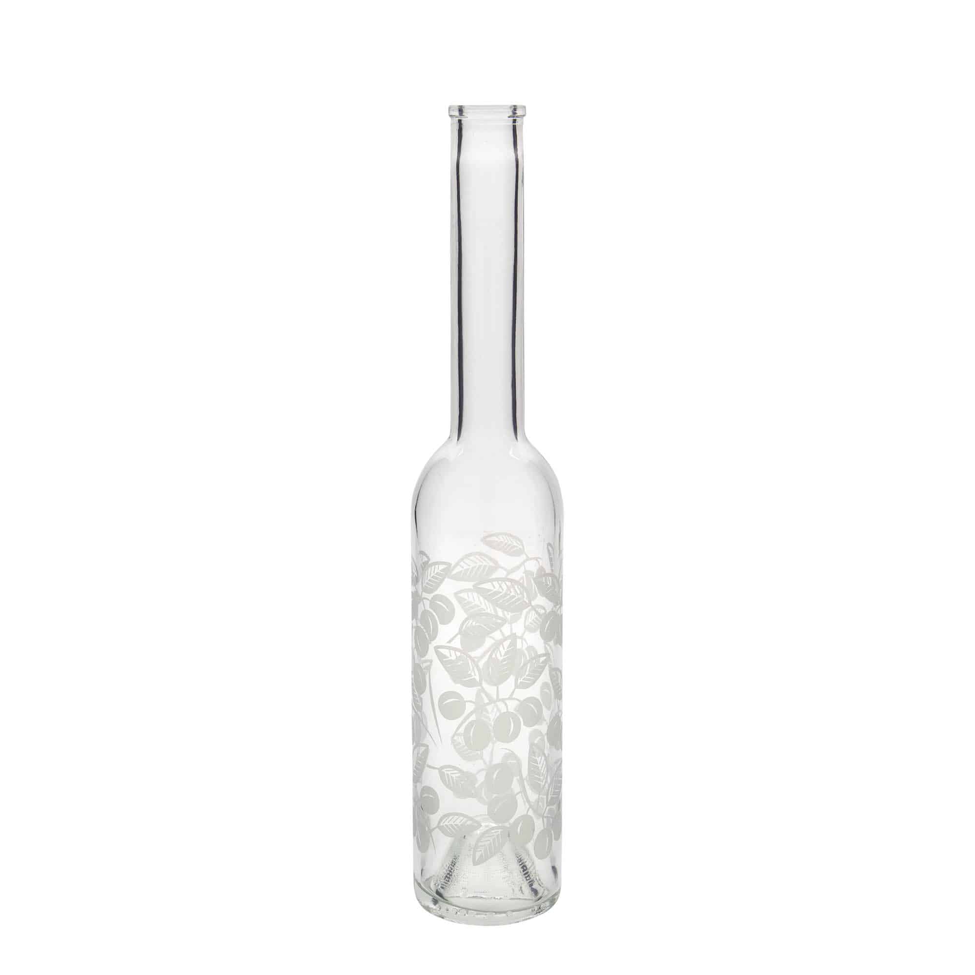 350 ml glass bottle 'Opera', print: mirabelles, closure: cork