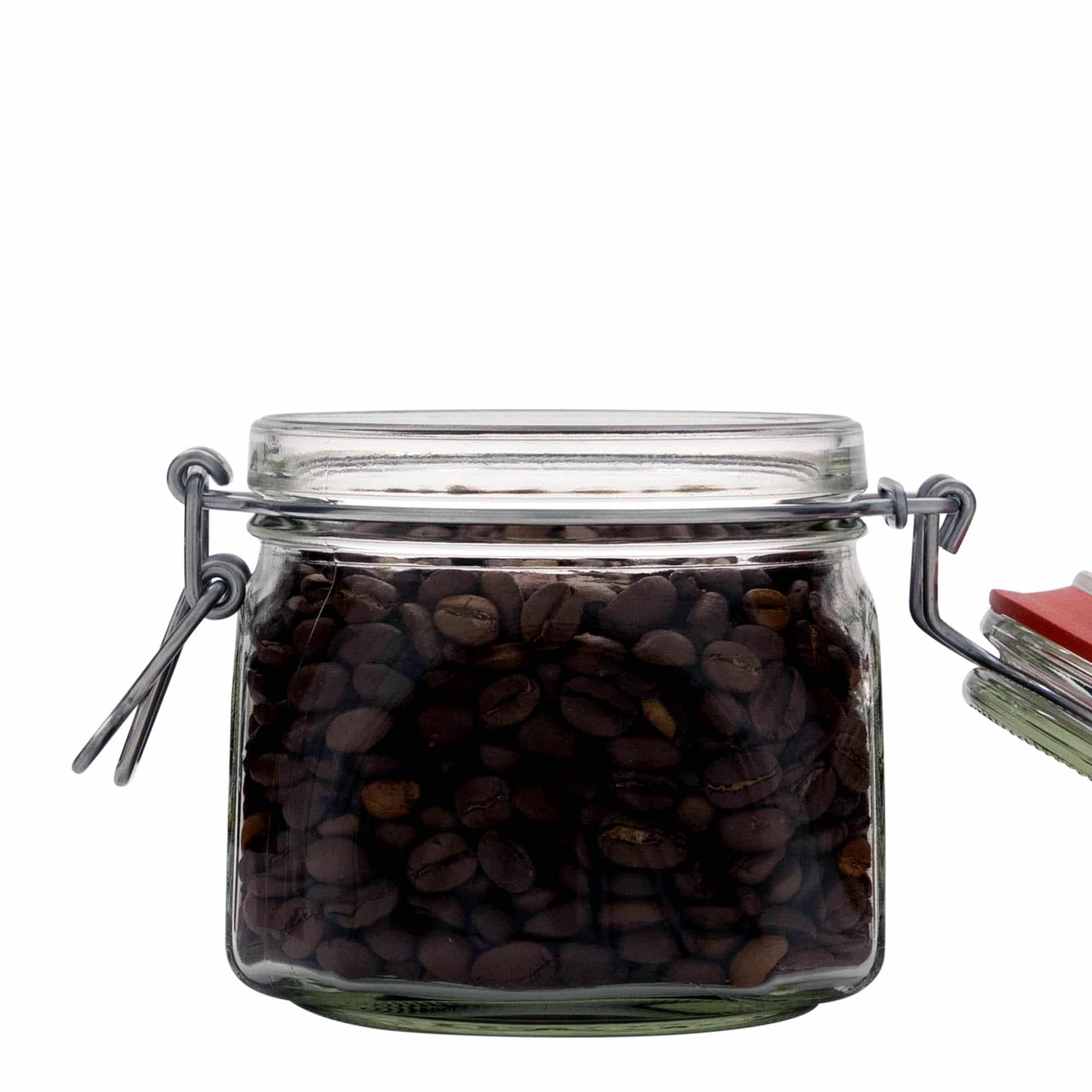 630 ml clip top jar, square, closure: clip top