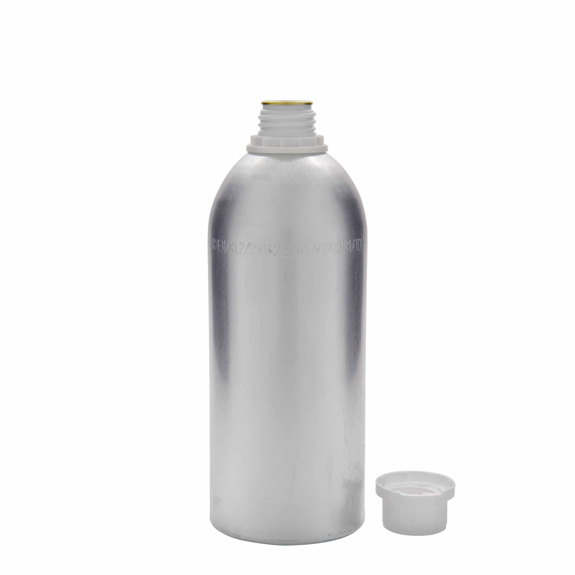 1100 ml aluminium bottle, metal, silver, closure: DIN 32