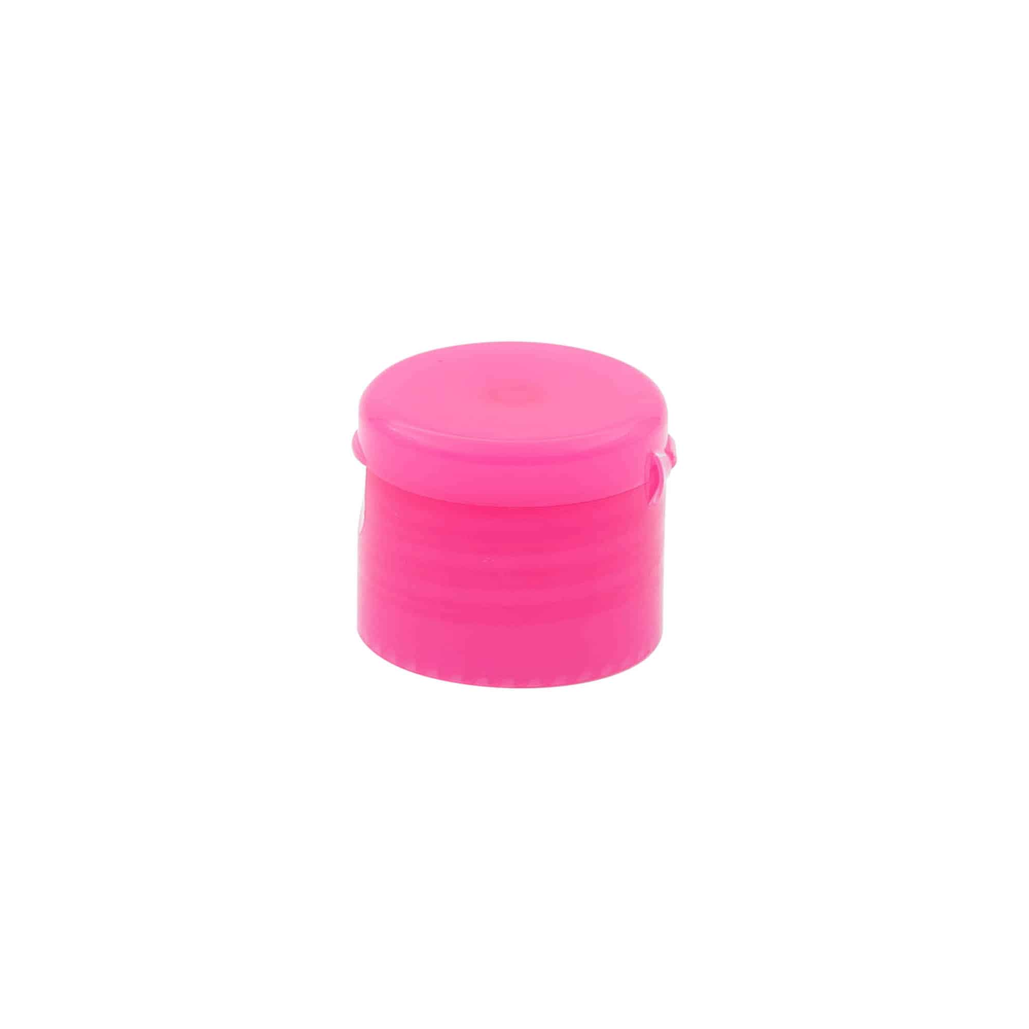 Hinged screw cap, PP plastic, pink, for opening: GPI 24/410