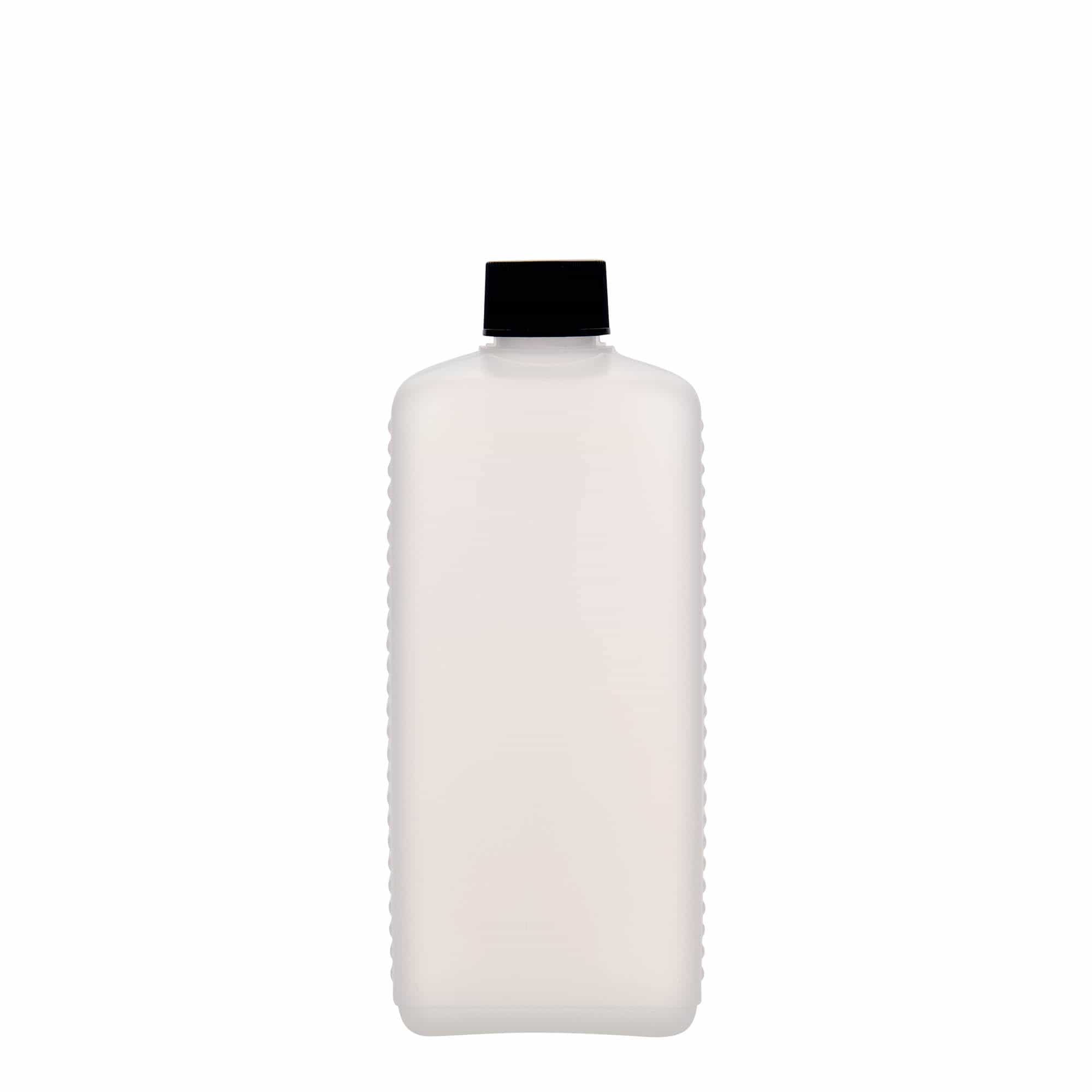 500 ml canister bottle, rectangular, HDPE plastic, natural, closure: DIN 25 EPE