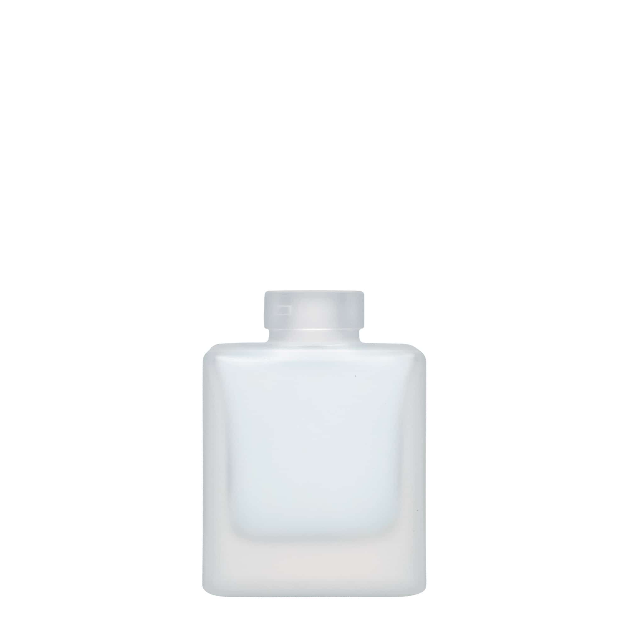 100 ml glass bottle 'Cube', square, frosted, closure: cork