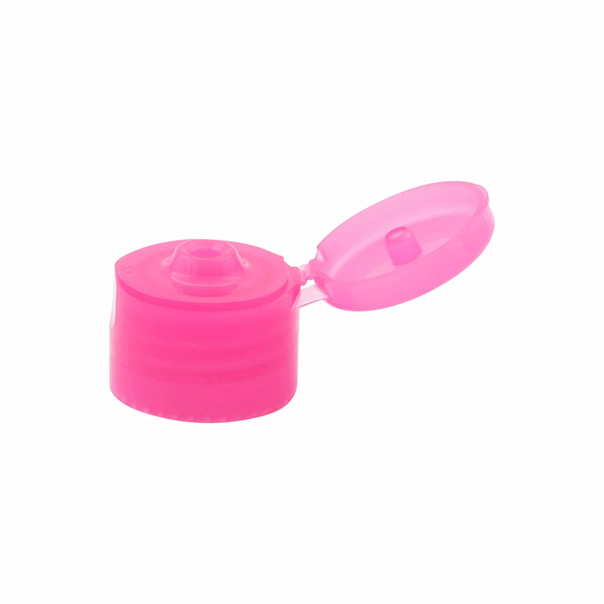Hinged screw cap, PP plastic, pink, for opening: GPI 24/410