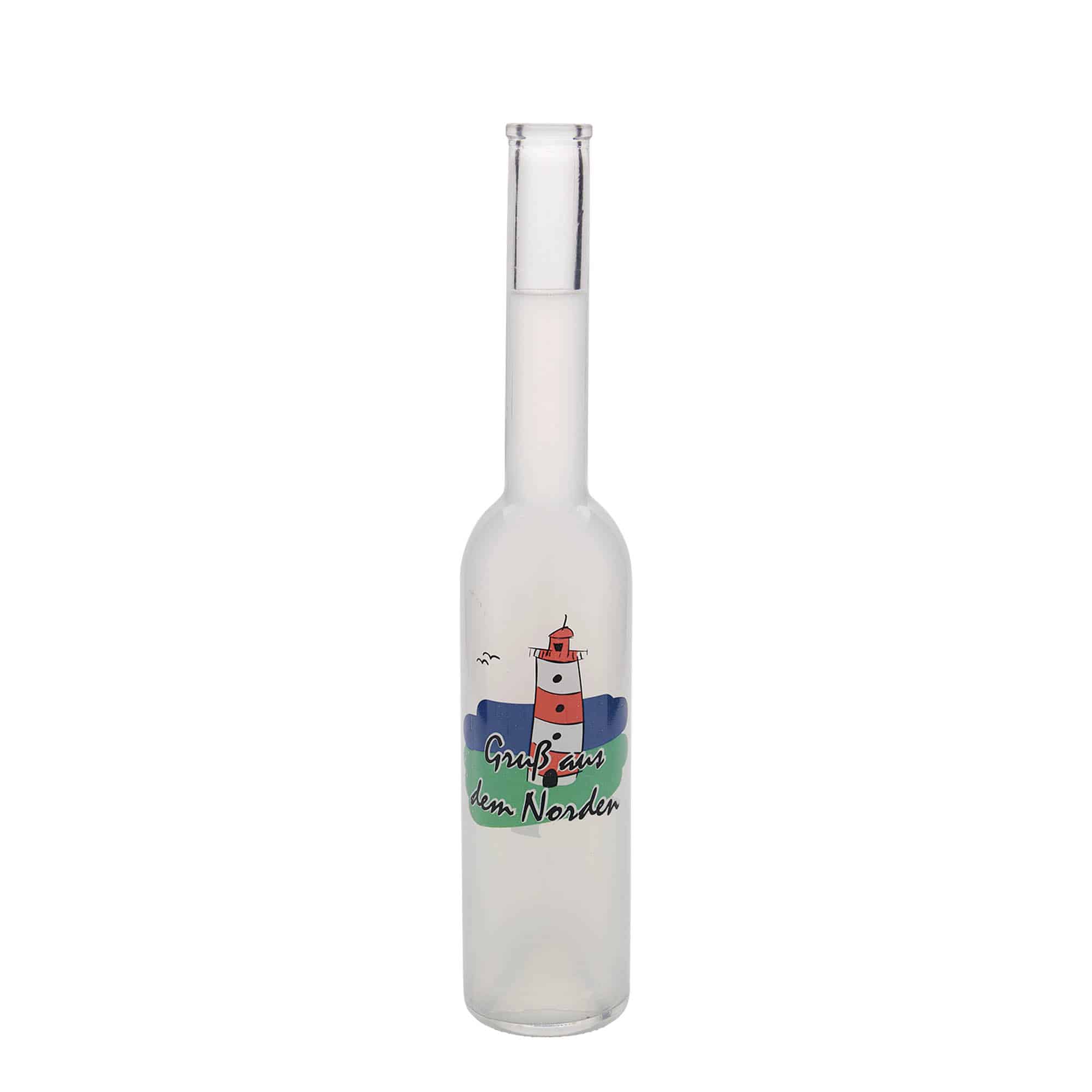 350 ml glass bottle 'Opera', print: north, closure: cork