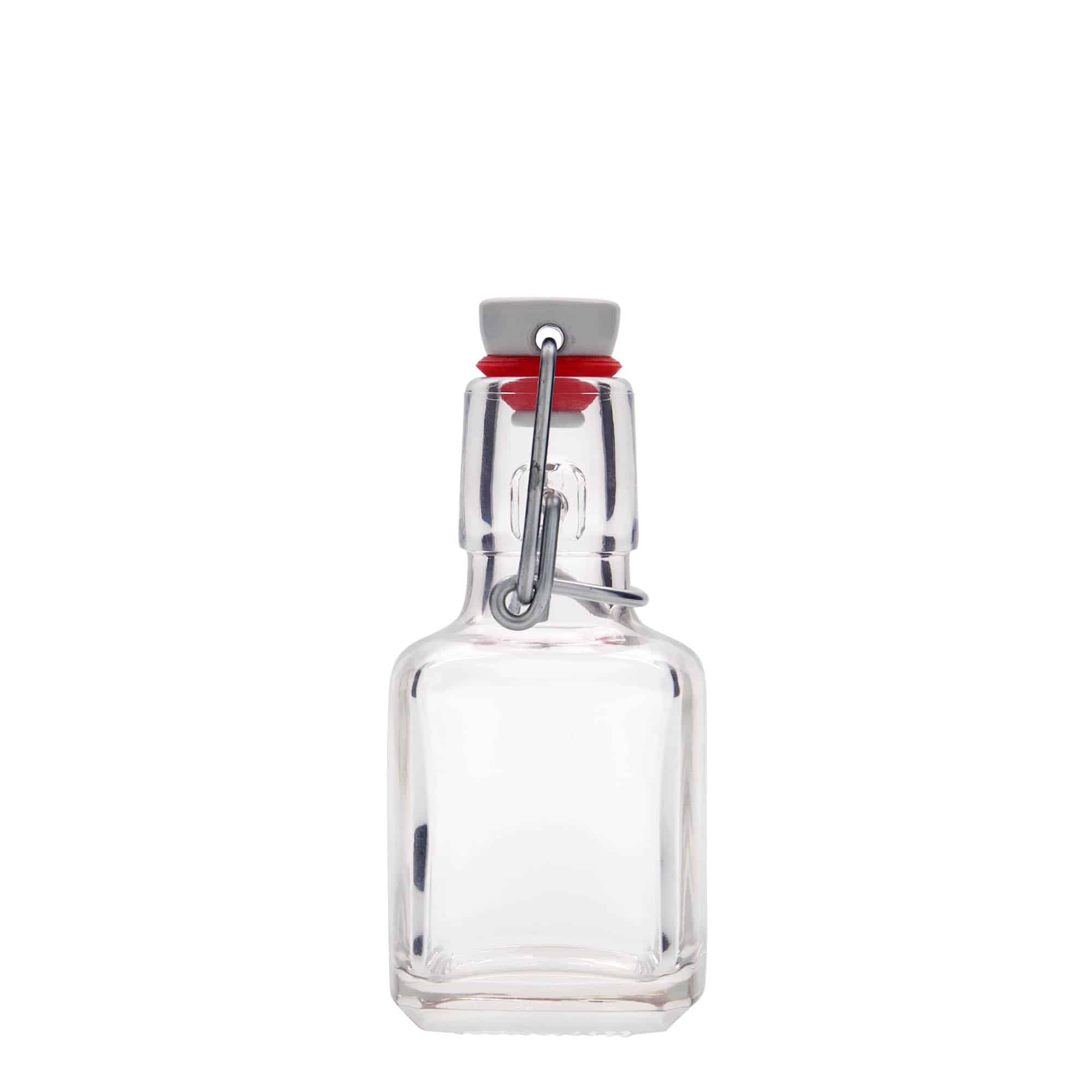 100 ml glass bottle 'Kubica', square, closure: swing top