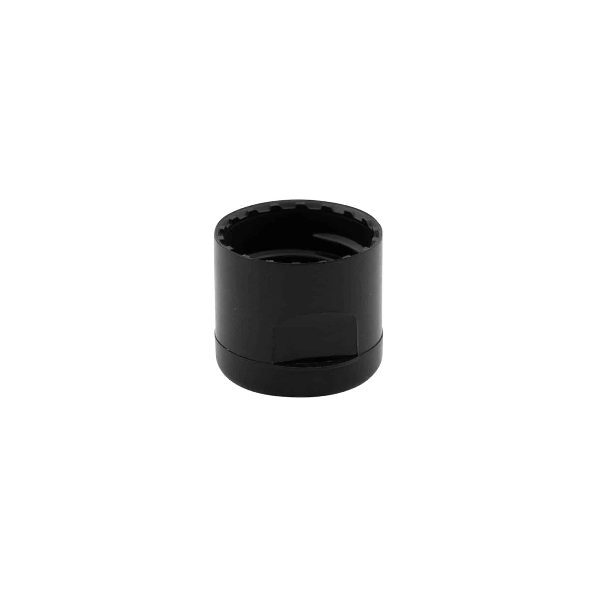 Hinged screw cap, PP plastic, black, for opening: GPI 20/410