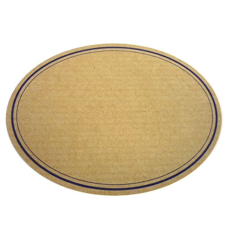 Natural label, oval, paper, blue/brown