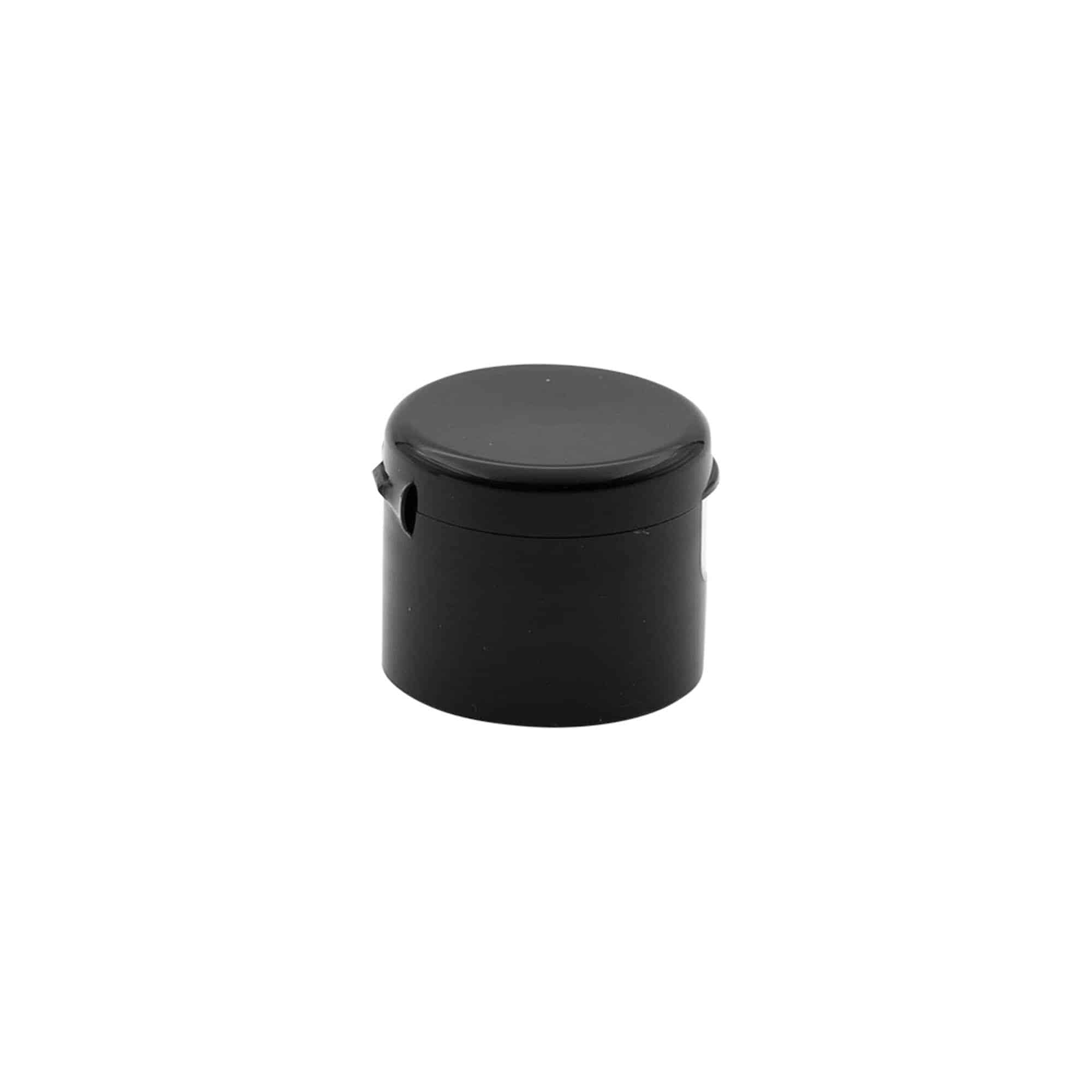 Hinged screw cap, PP plastic, black, for opening: GPI 24/410