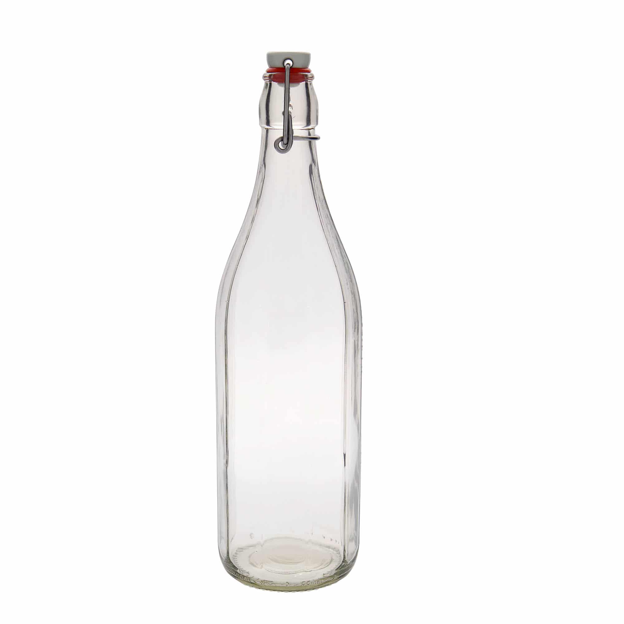 1,000 ml glass bottle 'Bravo', ten-sided, closure: swing top